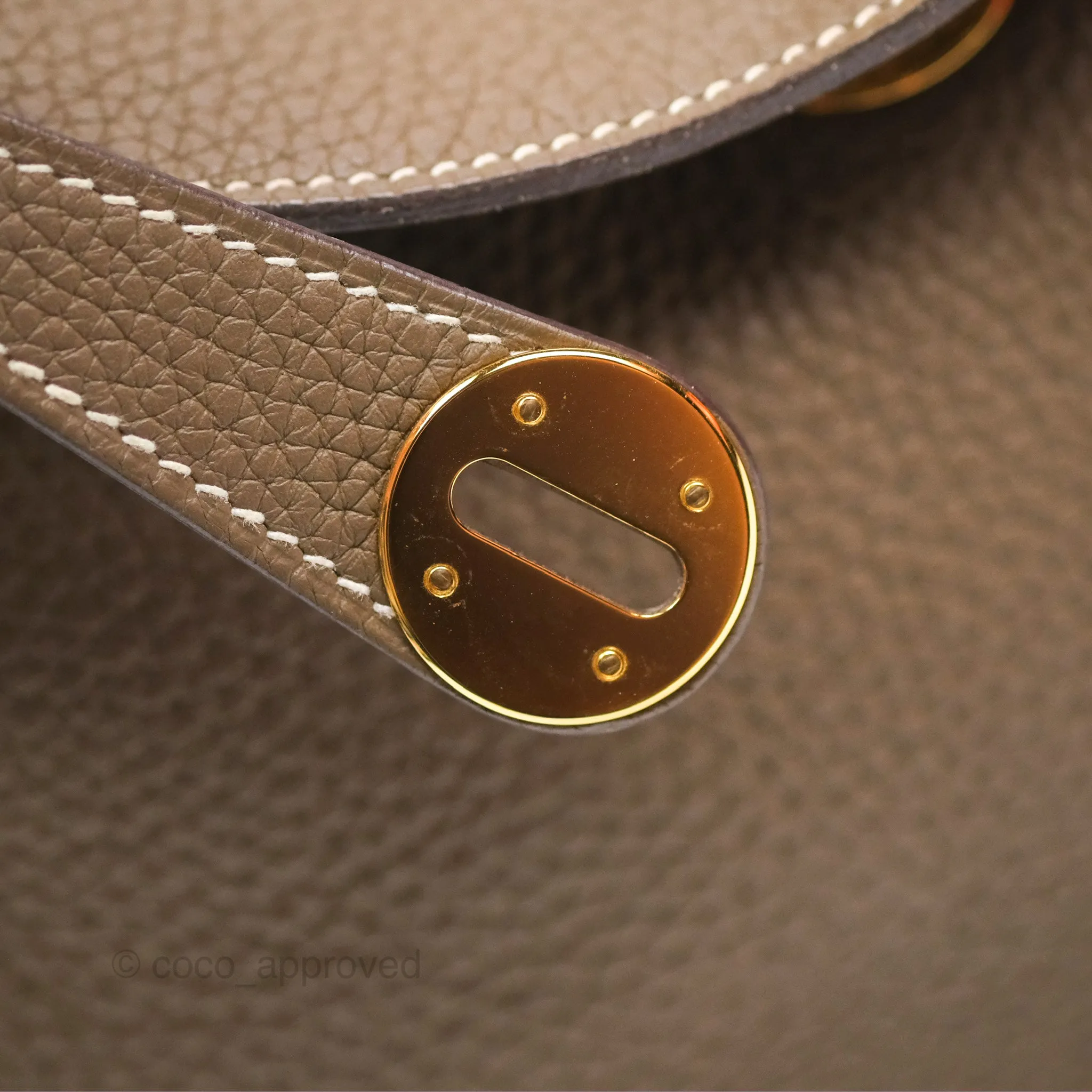 Herms Lindy 26 Etoupe 18 Taurillion Clemence Gold Hardware