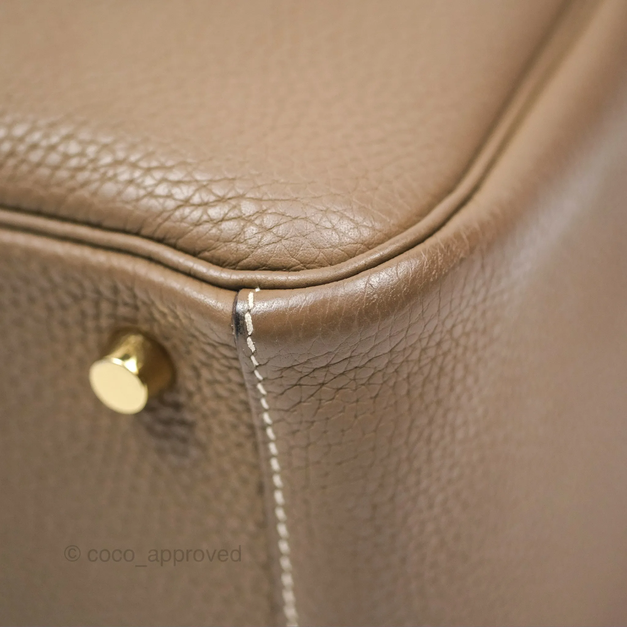 Herms Lindy 26 Etoupe 18 Taurillion Clemence Gold Hardware