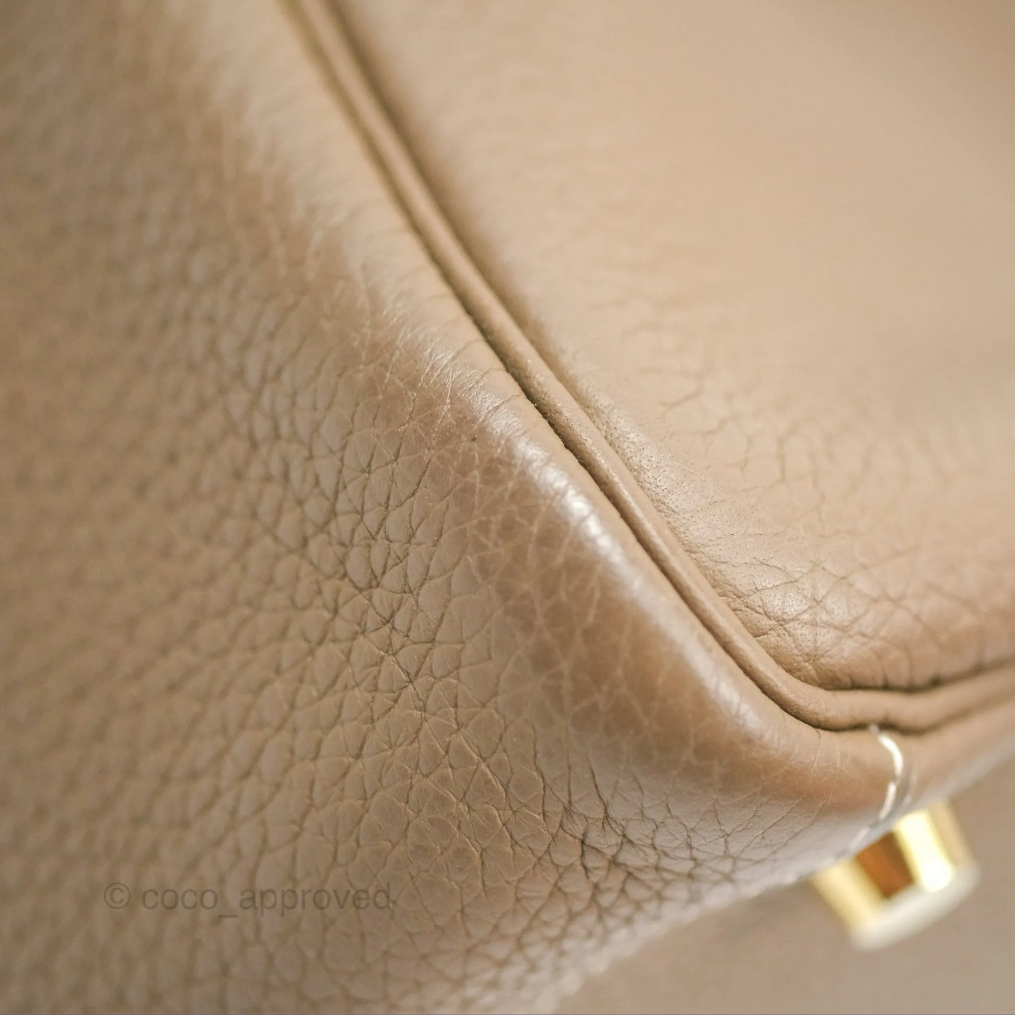 Herms Lindy 26 Etoupe 18 Taurillion Clemence Gold Hardware