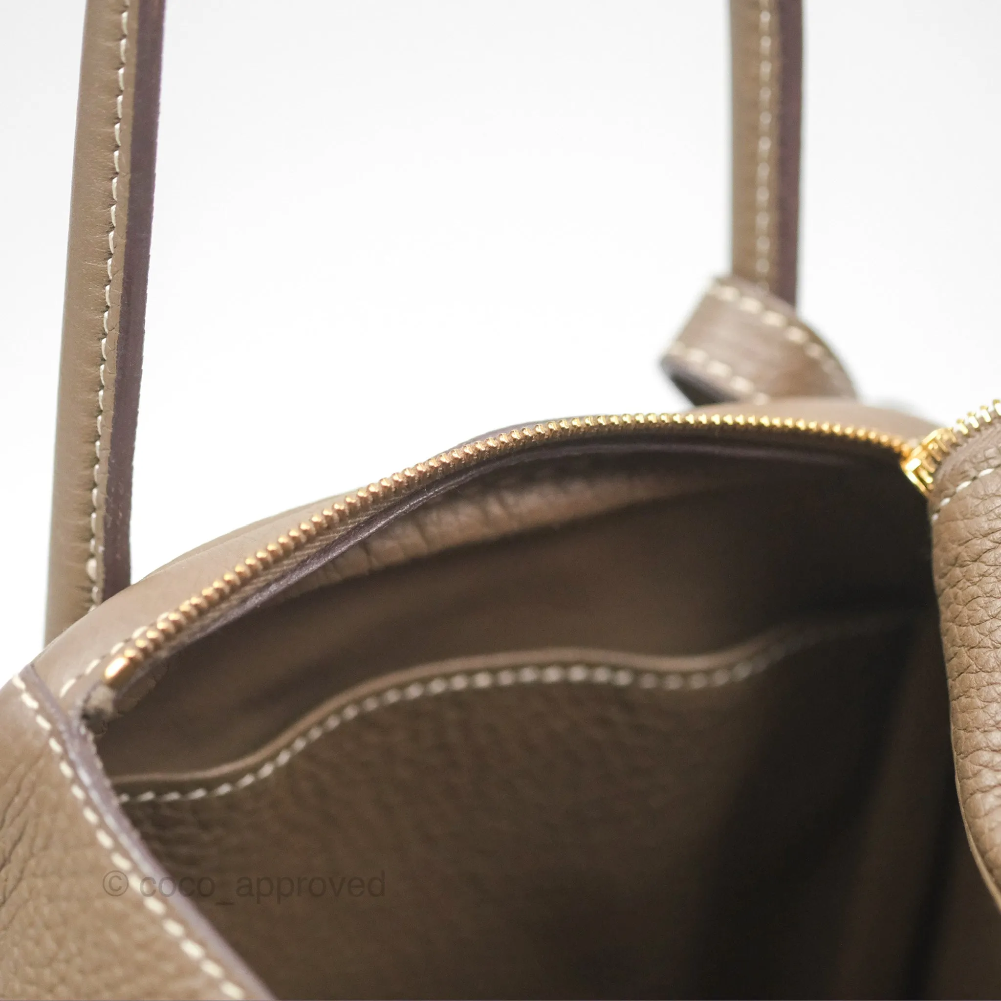Herms Lindy 26 Etoupe 18 Taurillion Clemence Gold Hardware