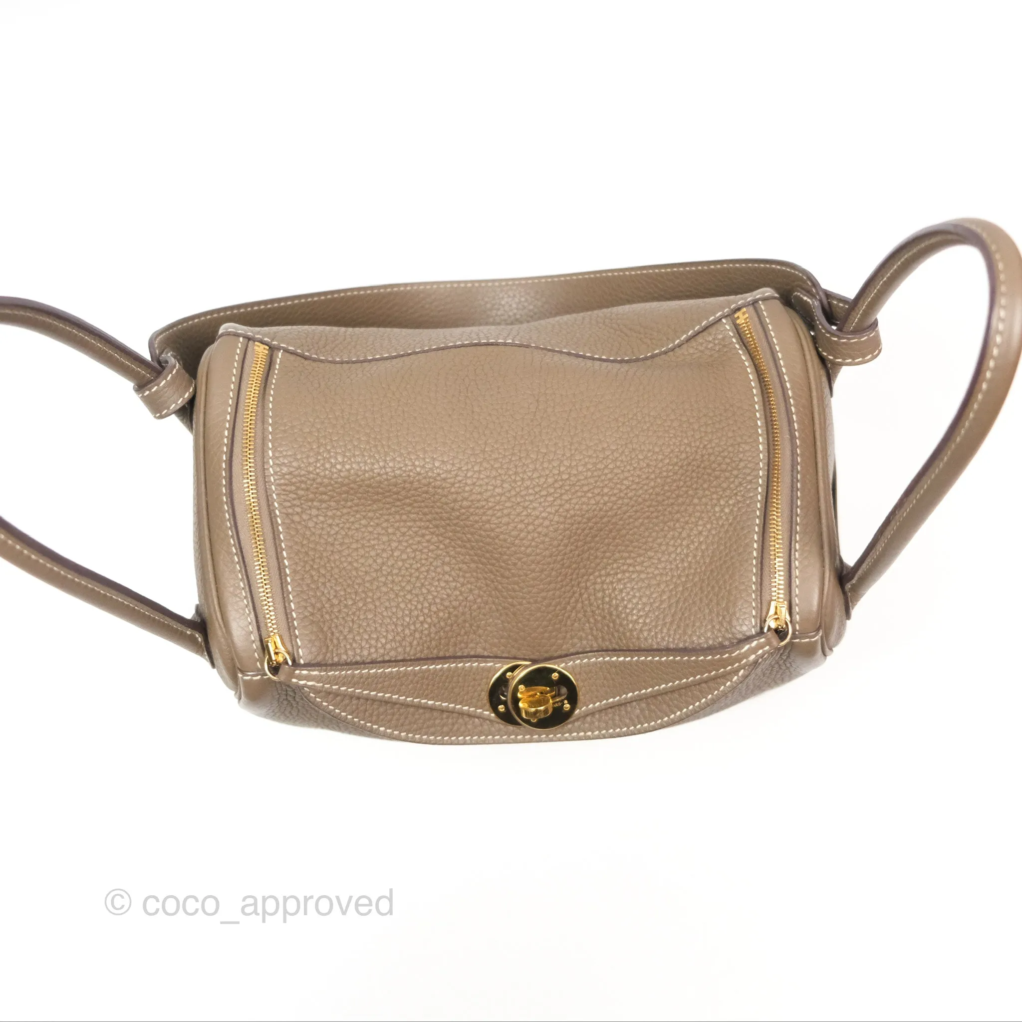 Herms Lindy 26 Etoupe 18 Taurillion Clemence Gold Hardware
