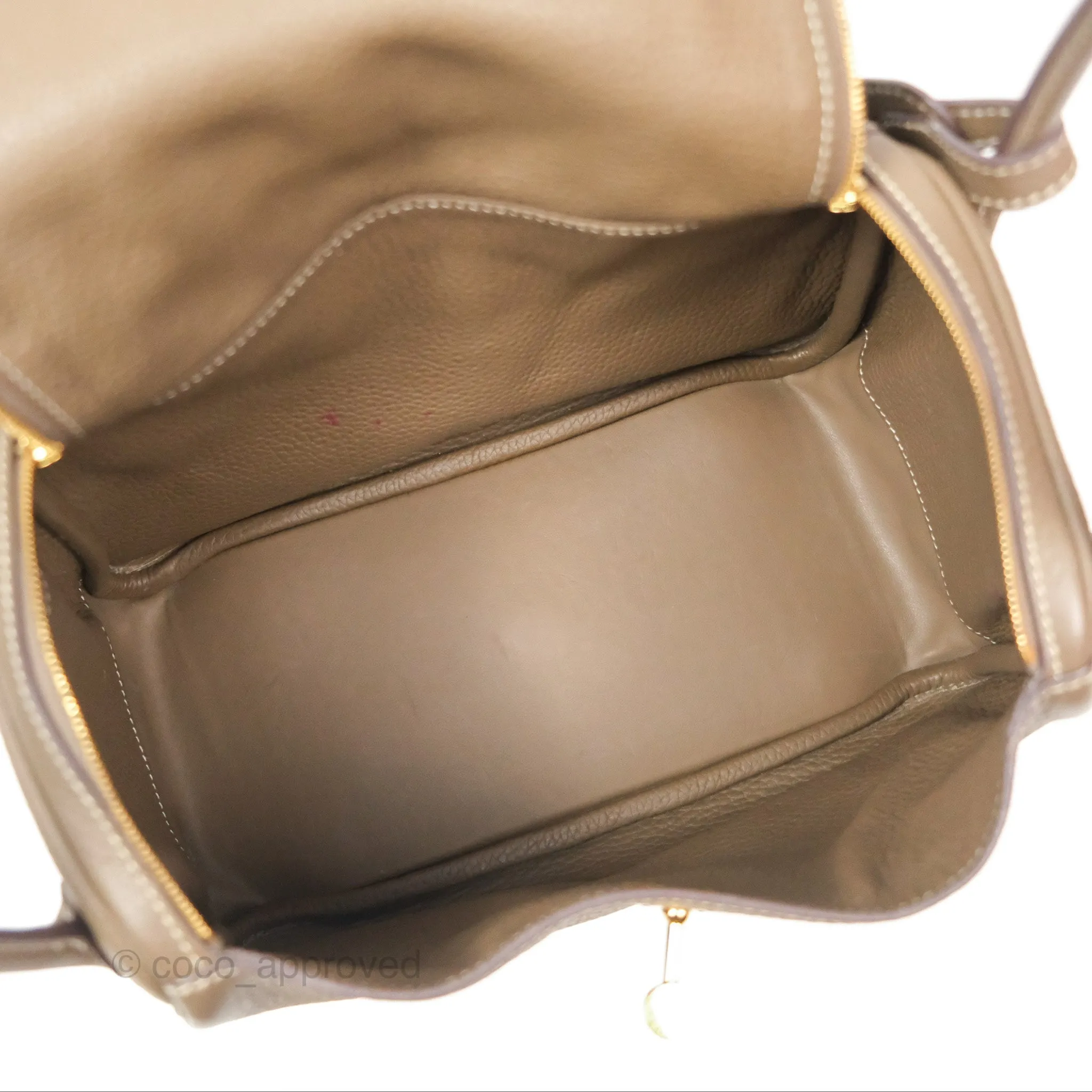 Herms Lindy 26 Etoupe 18 Taurillion Clemence Gold Hardware