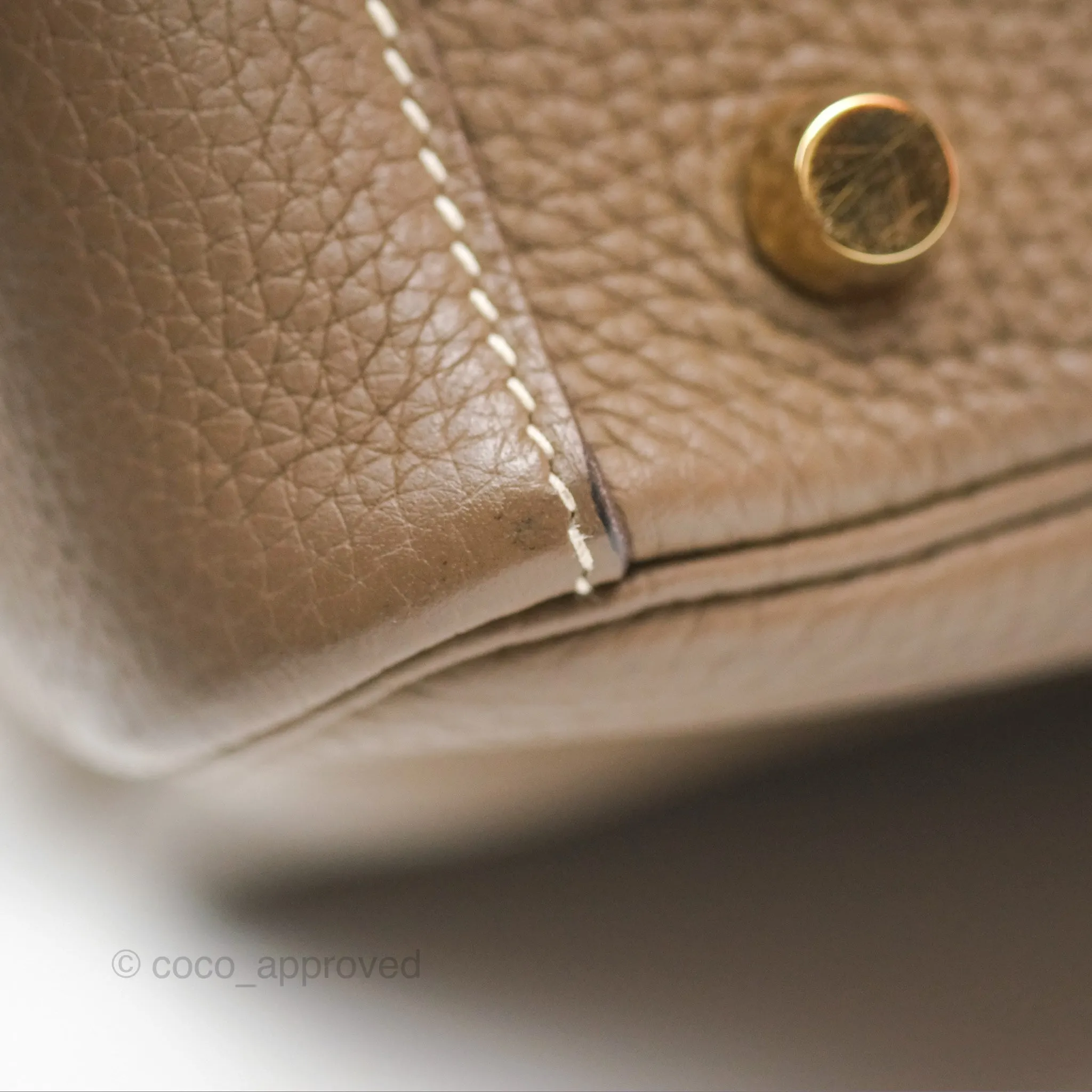 Herms Lindy 26 Etoupe 18 Taurillion Clemence Gold Hardware