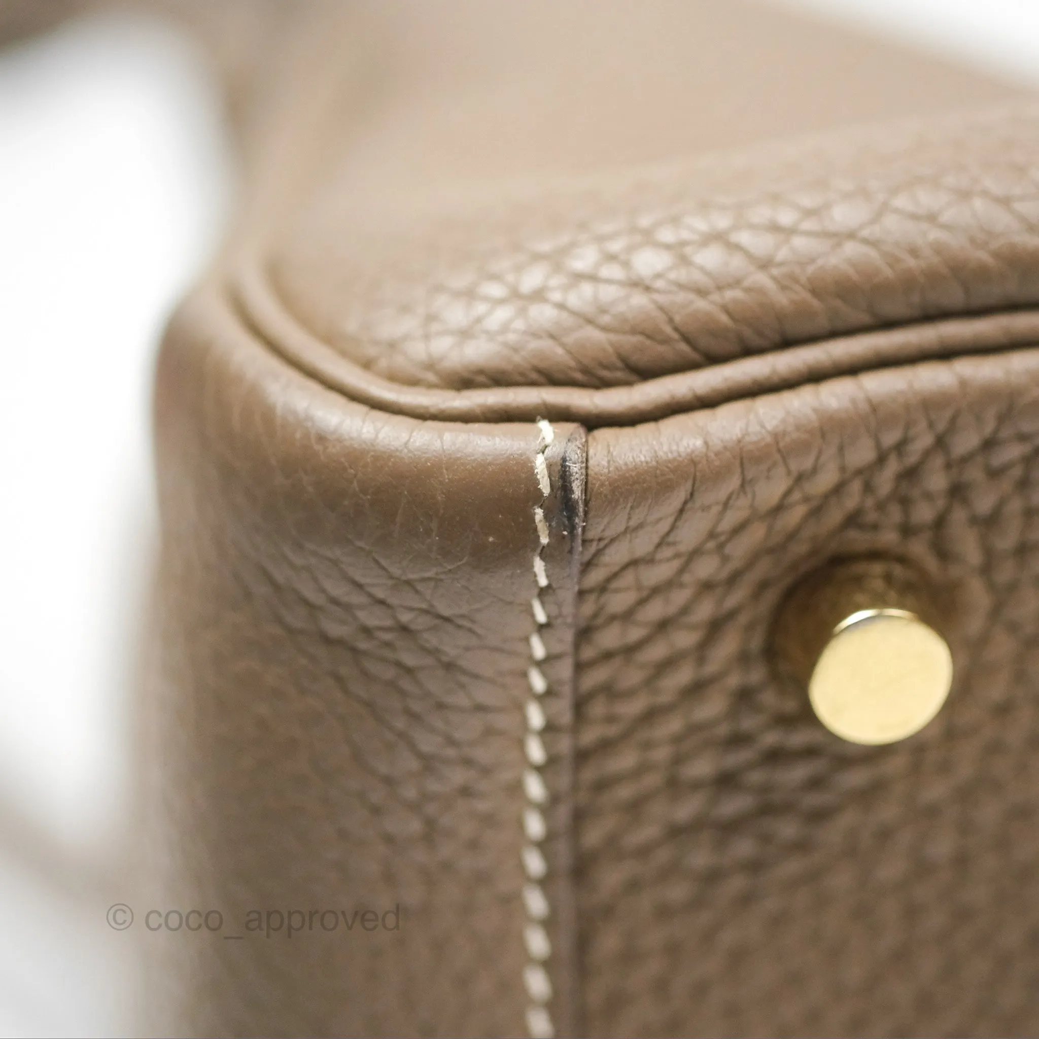 Herms Lindy 26 Etoupe 18 Taurillion Clemence Gold Hardware