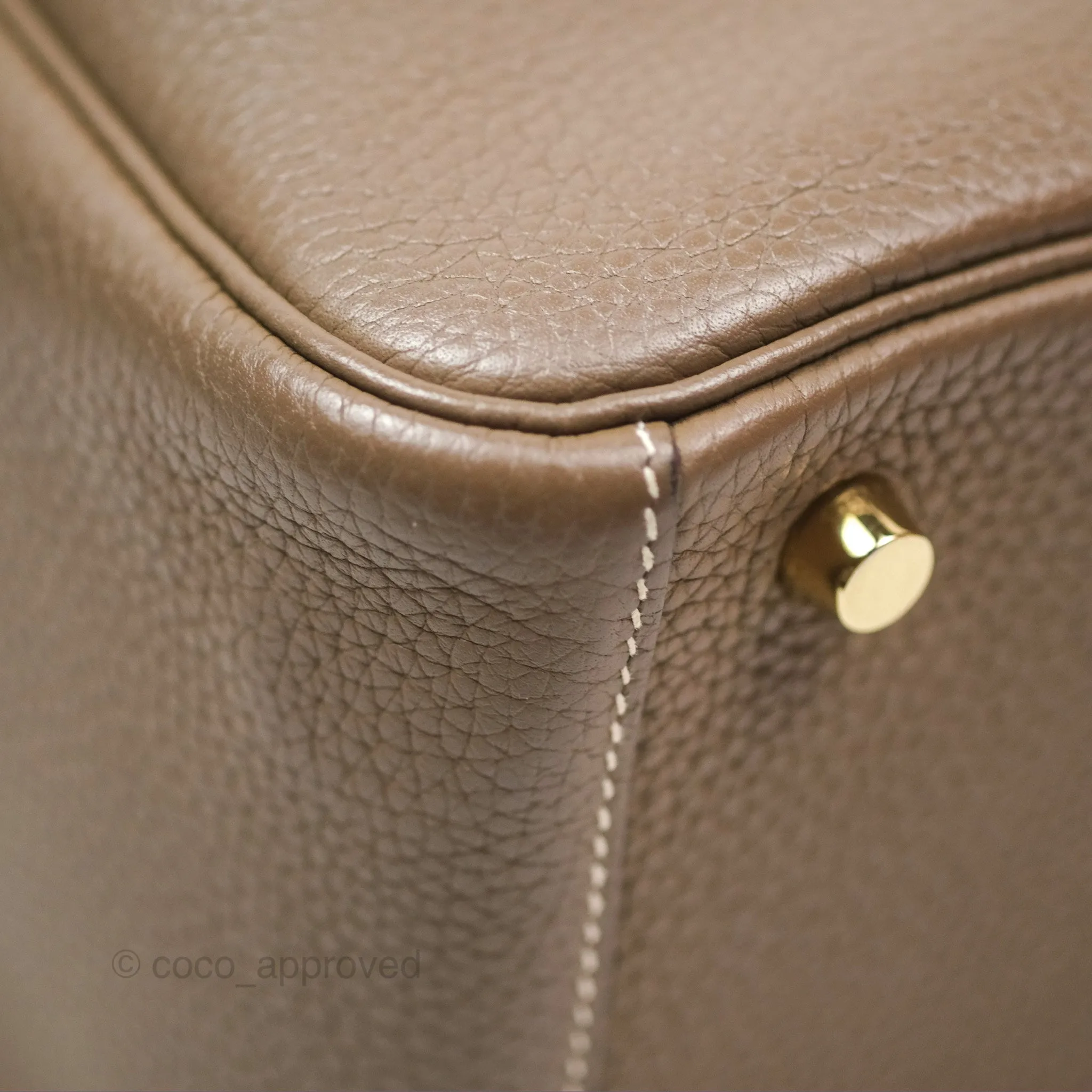 Herms Lindy 26 Etoupe 18 Taurillion Clemence Gold Hardware