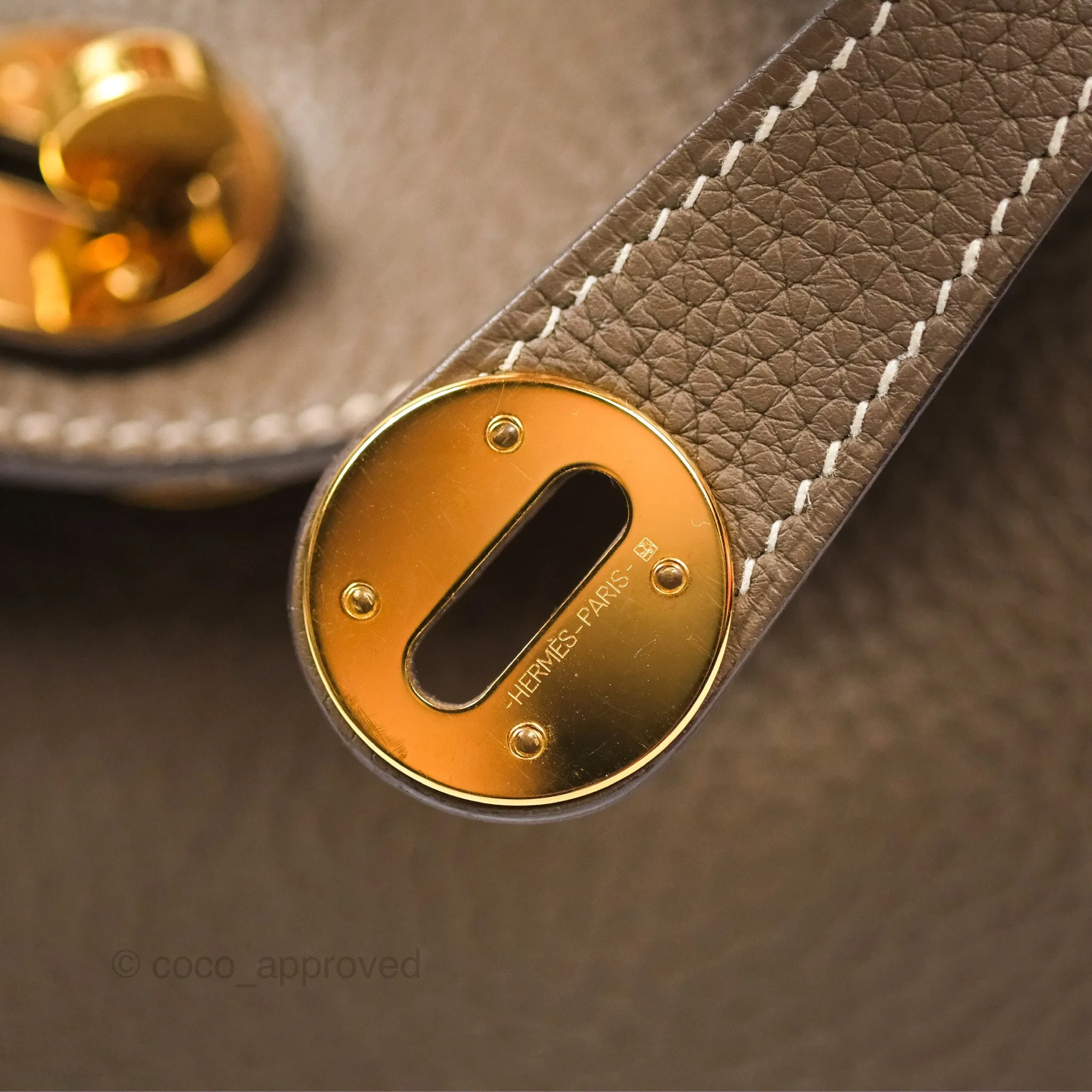Herms Lindy 26 Etoupe 18 Taurillion Clemence Gold Hardware