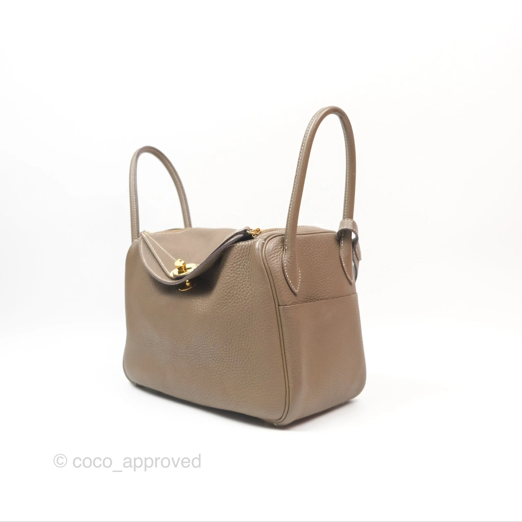 Herms Lindy 26 Etoupe 18 Taurillion Clemence Gold Hardware