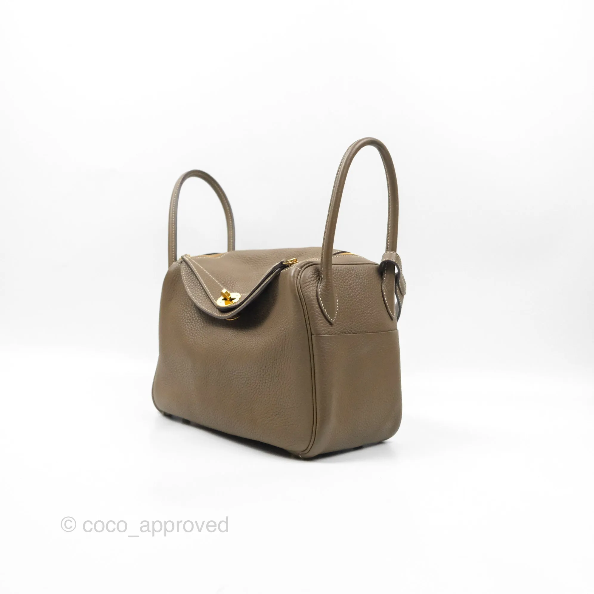 Herms Lindy 26 Etoupe Clemence Gold Hardware