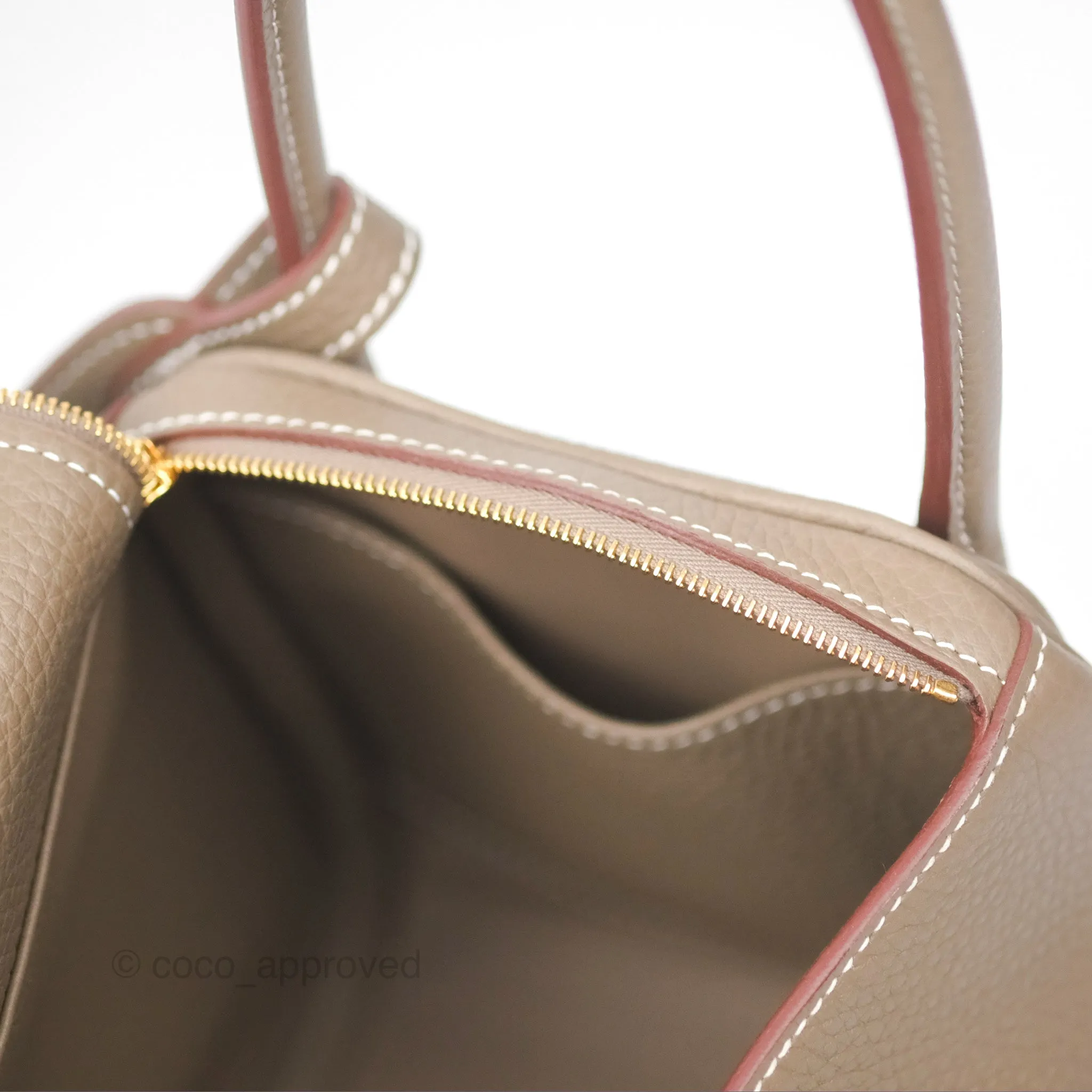 Herms Lindy 26 Etoupe Clemence Gold Hardware