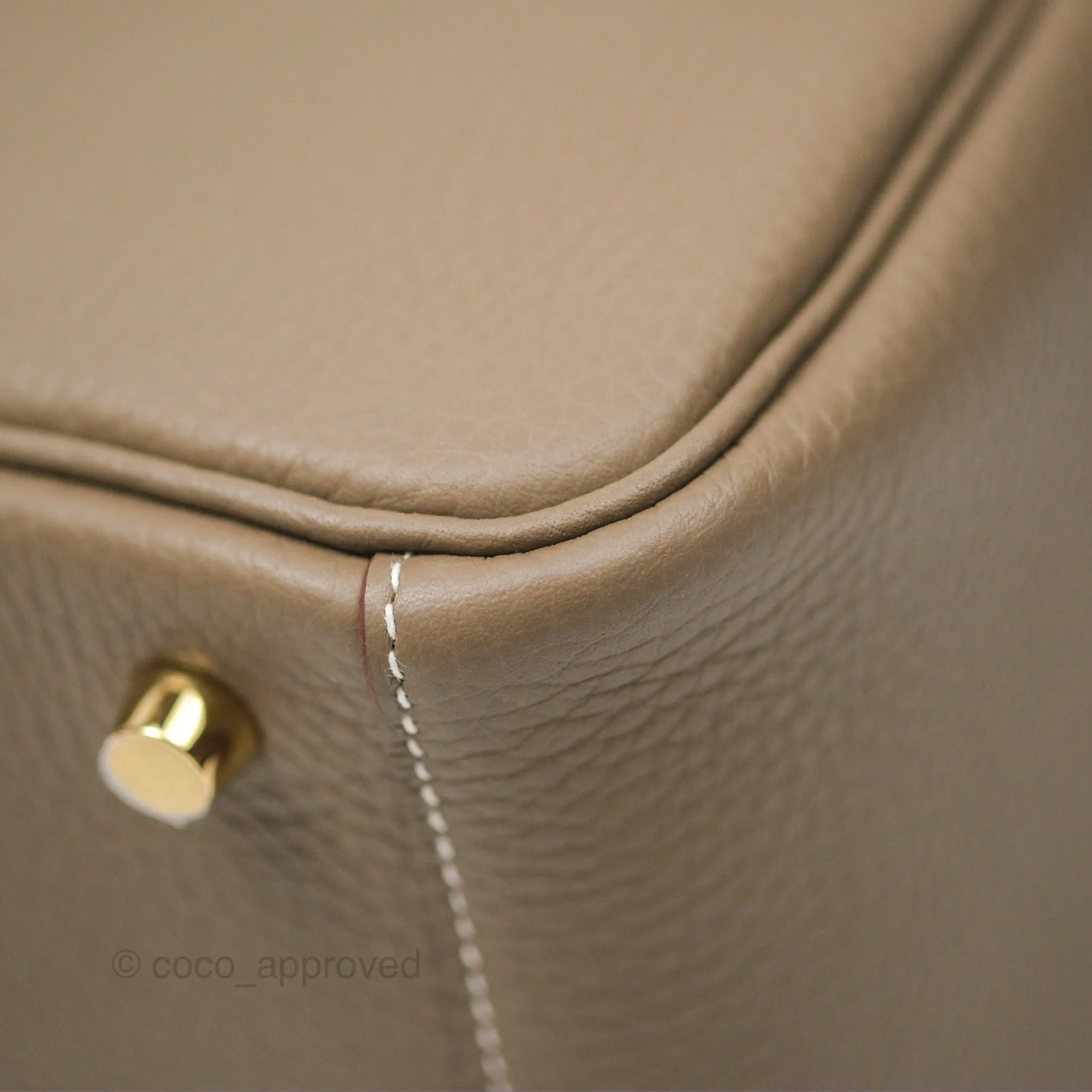 Herms Lindy 26 Etoupe Clemence Gold Hardware