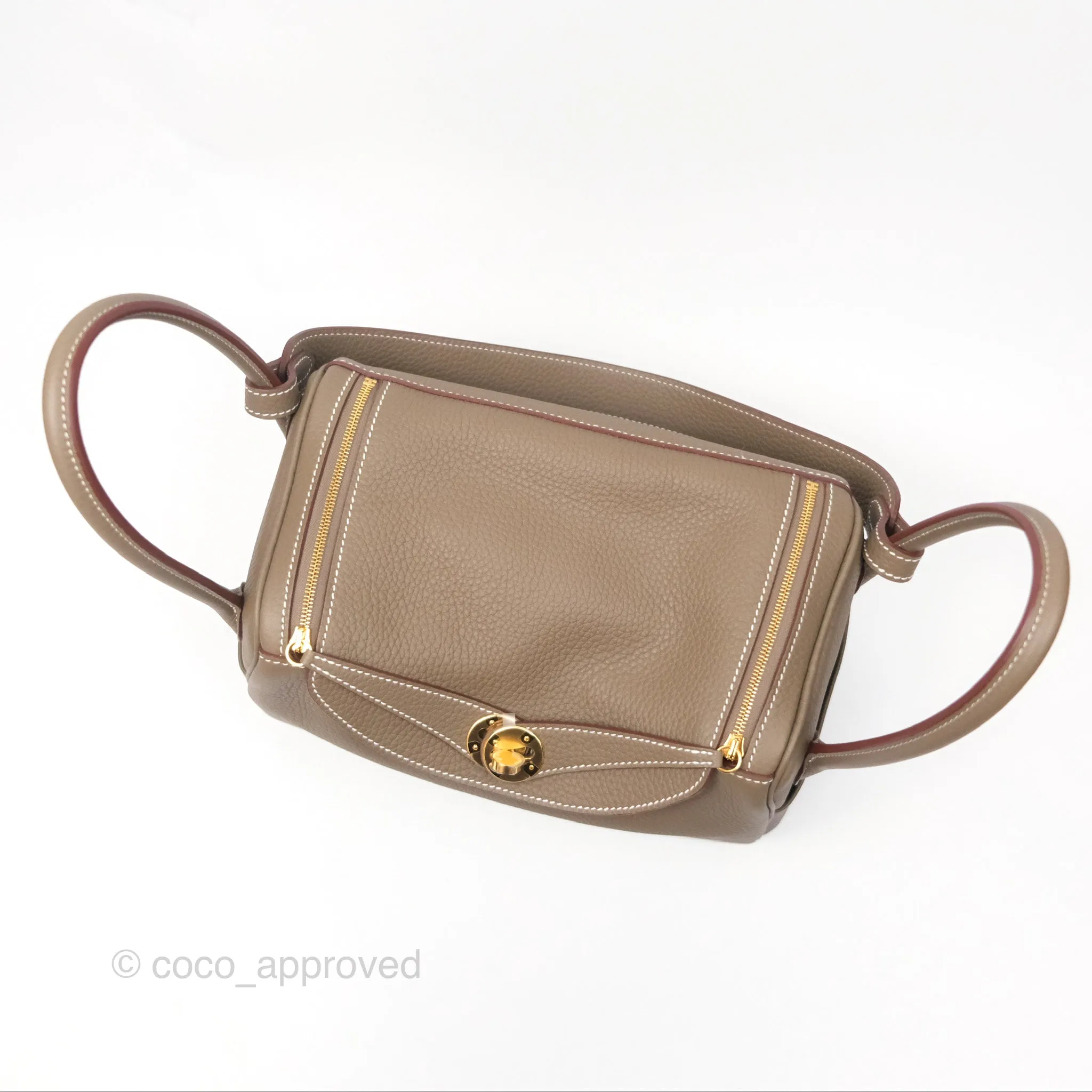 Herms Lindy 26 Etoupe Clemence Gold Hardware
