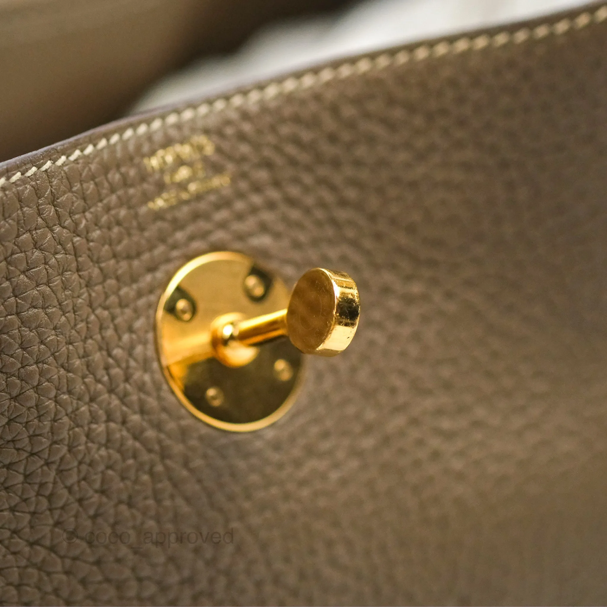 Herms Lindy 26 Etoupe Clemence Gold Hardware