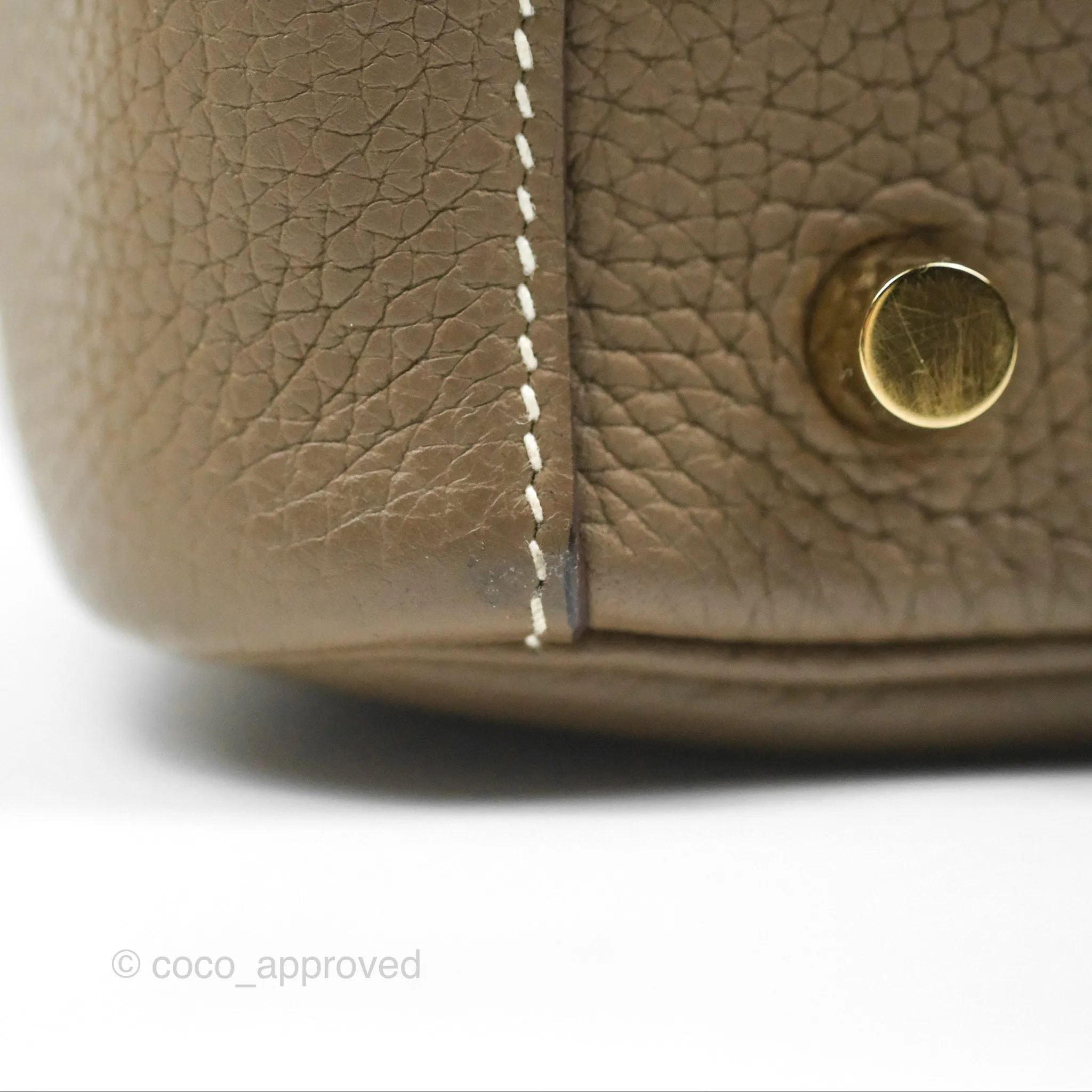 Herms Lindy 26 Etoupe Clemence Gold Hardware