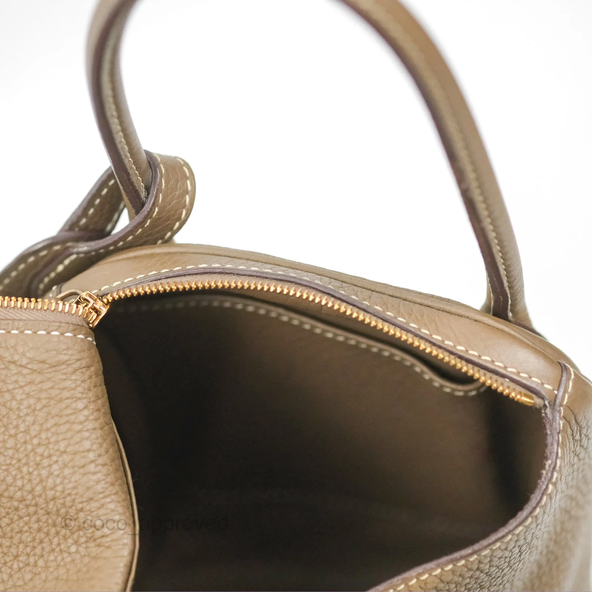 Herms Lindy 26 Etoupe Clemence Gold Hardware