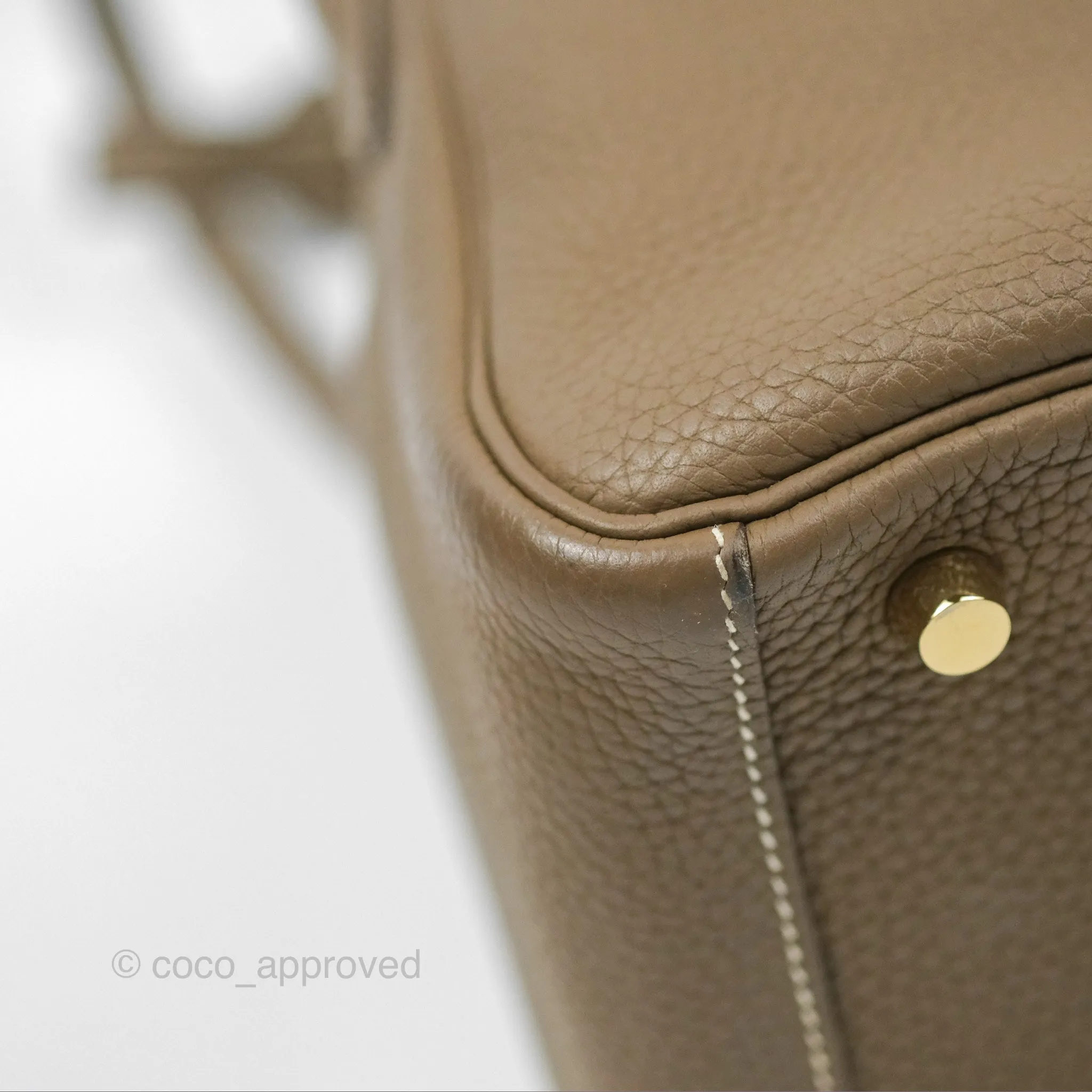 Herms Lindy 26 Etoupe Clemence Gold Hardware