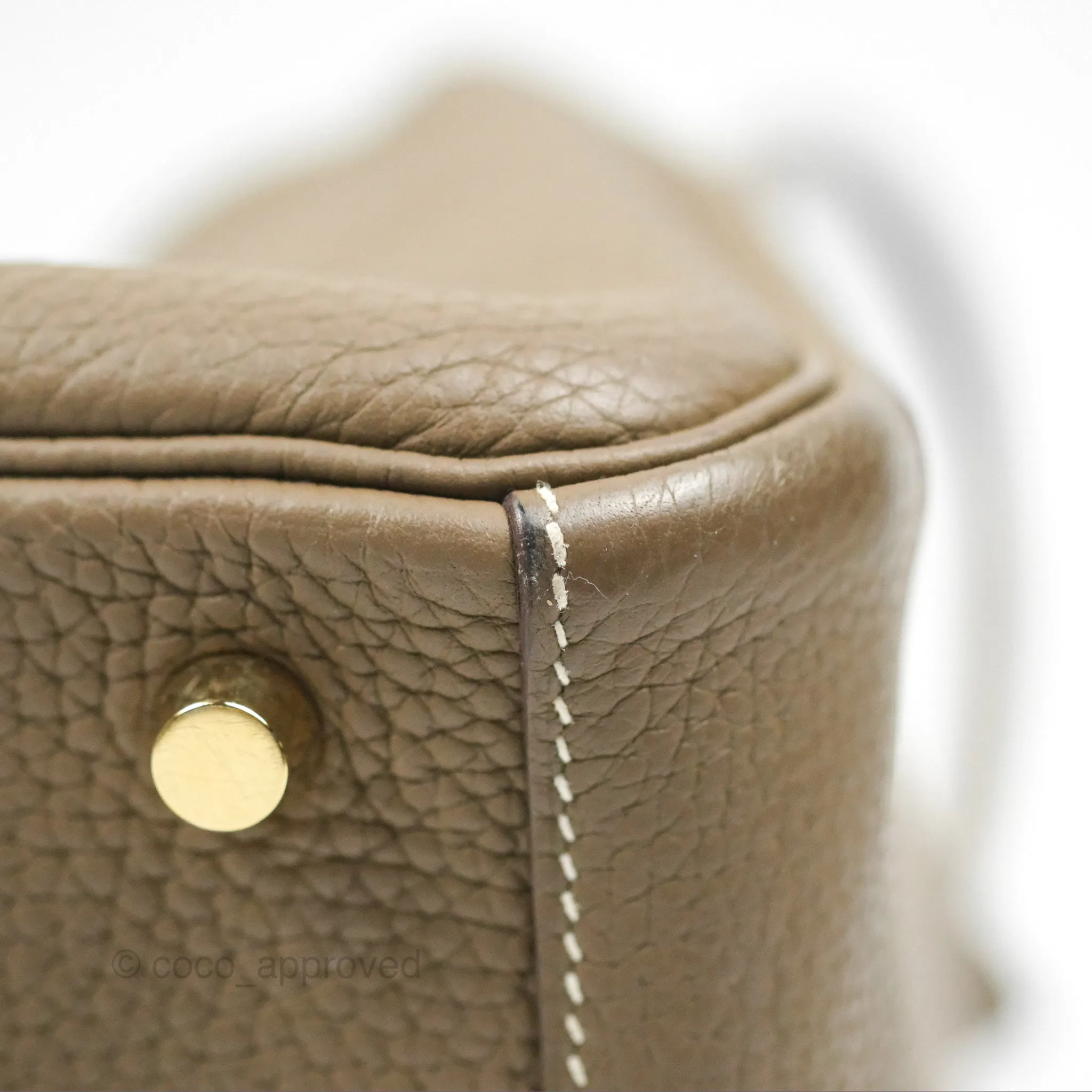 Herms Lindy 26 Etoupe Clemence Gold Hardware