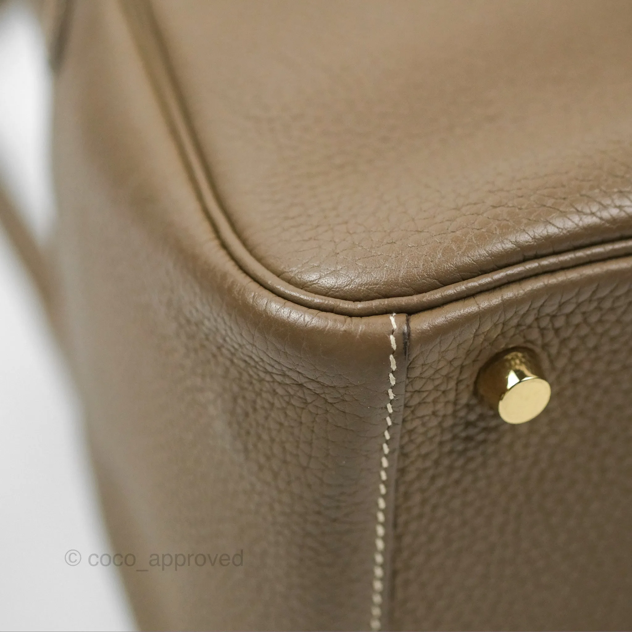 Herms Lindy 26 Etoupe Clemence Gold Hardware