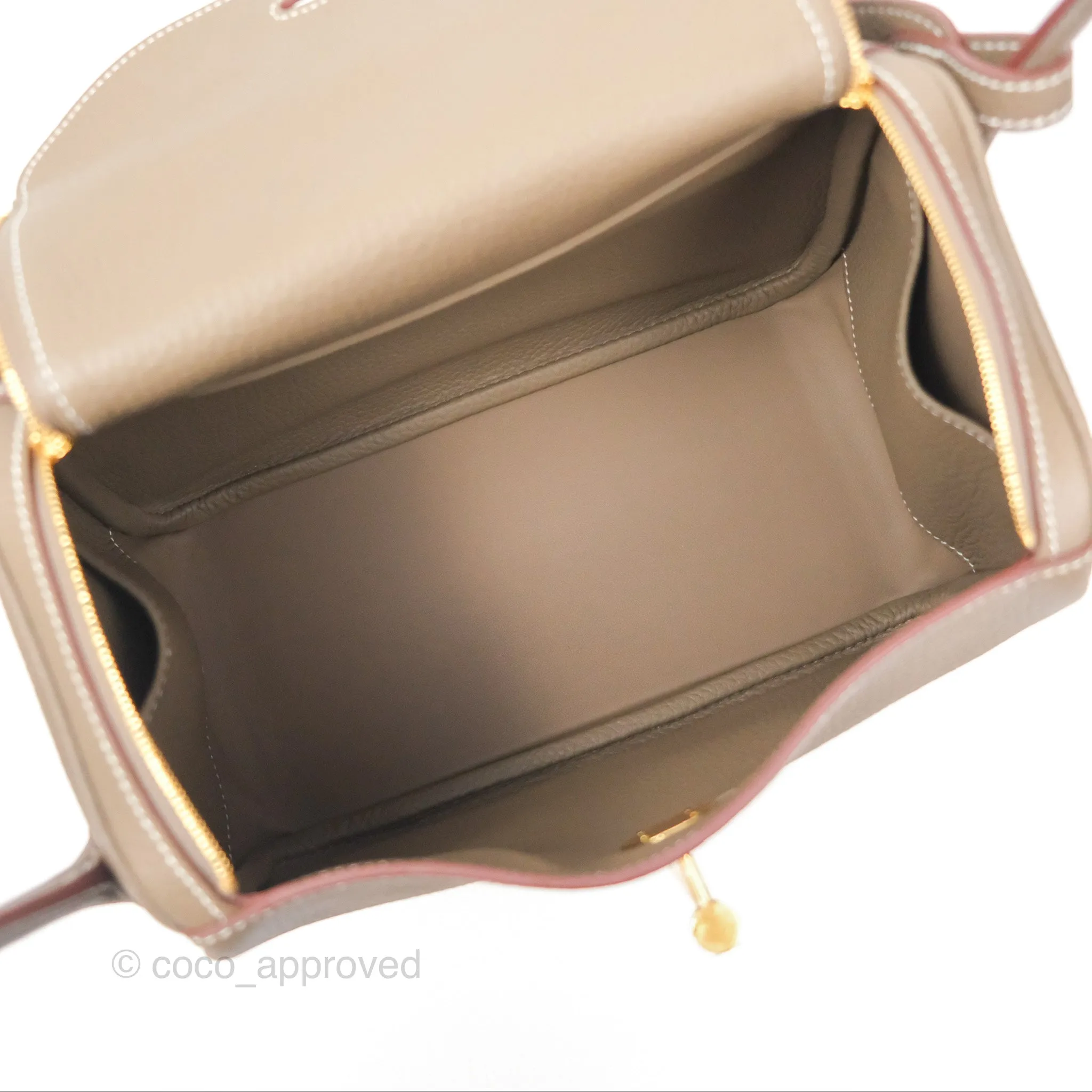 Herms Lindy 26 Etoupe Clemence Gold Hardware