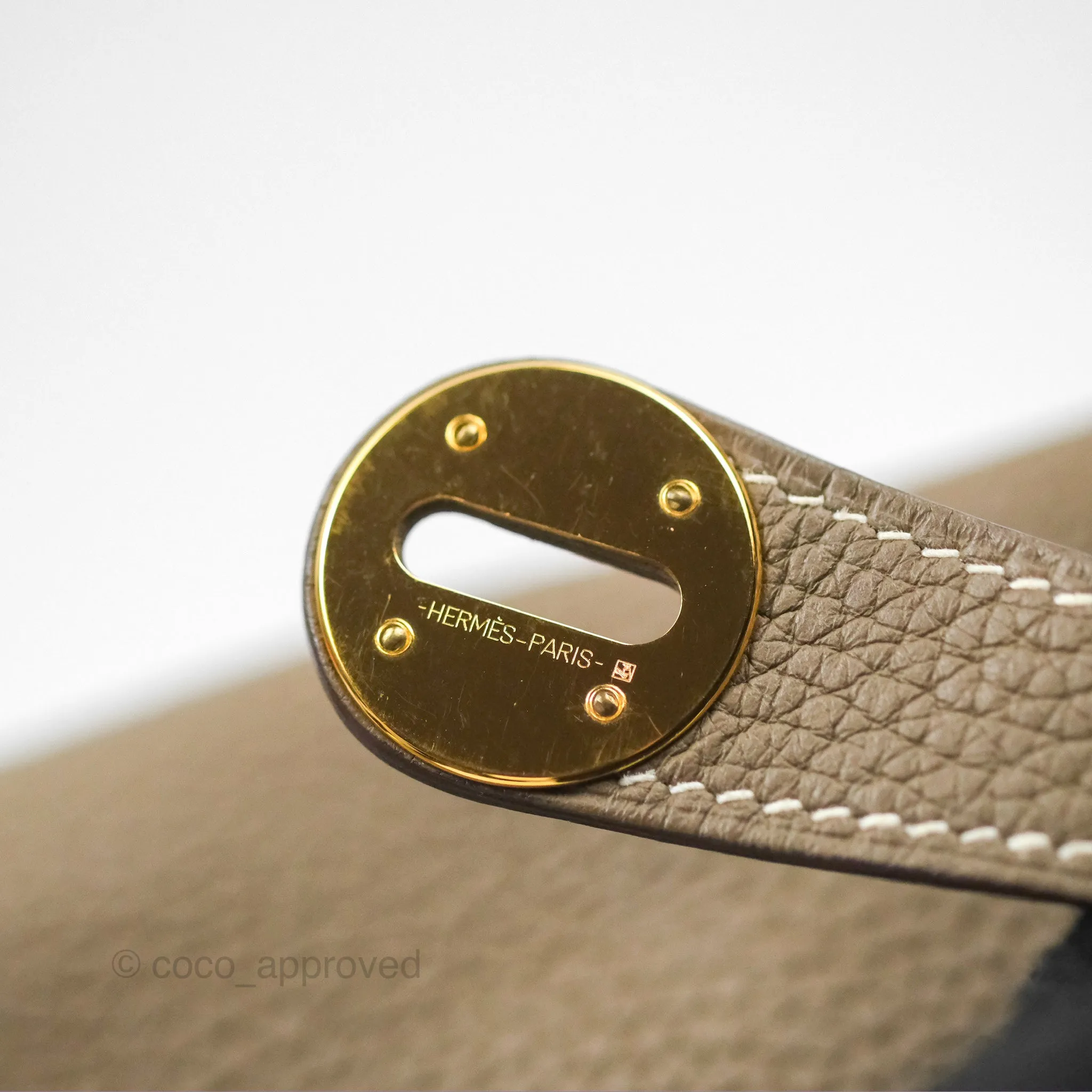 Herms Lindy 26 Etoupe Clemence Gold Hardware