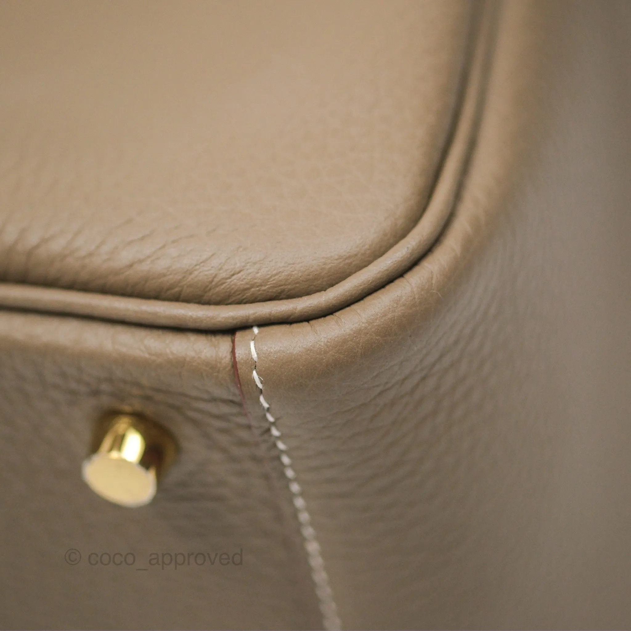Herms Lindy 26 Etoupe Clemence Gold Hardware