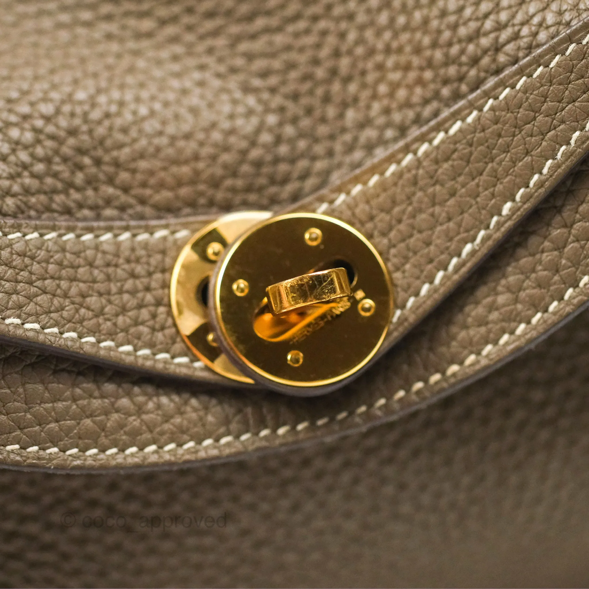 Herms Lindy 26 Etoupe Clemence Gold Hardware