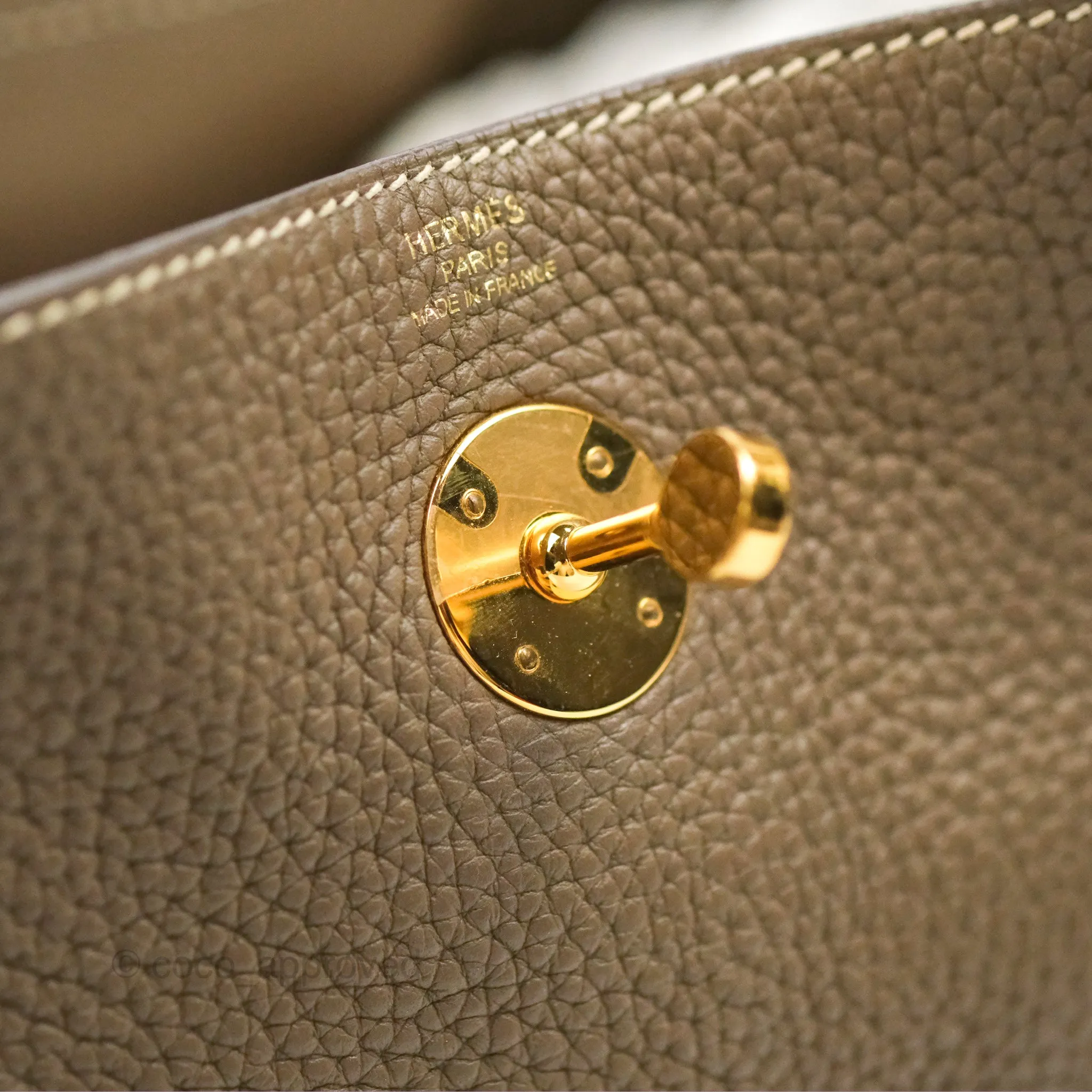 Herms Lindy 26 Etoupe Clemence Gold Hardware
