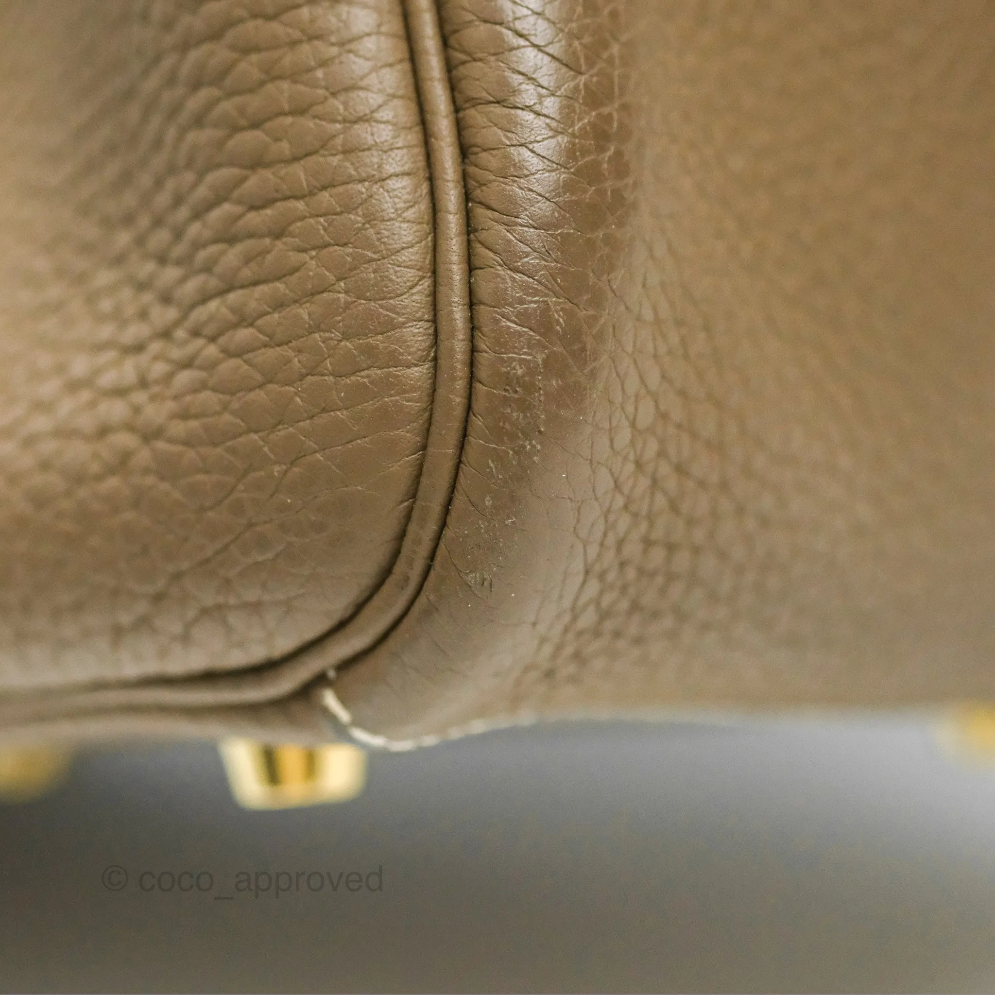 Herms Lindy 26 Etoupe Clemence Gold Hardware