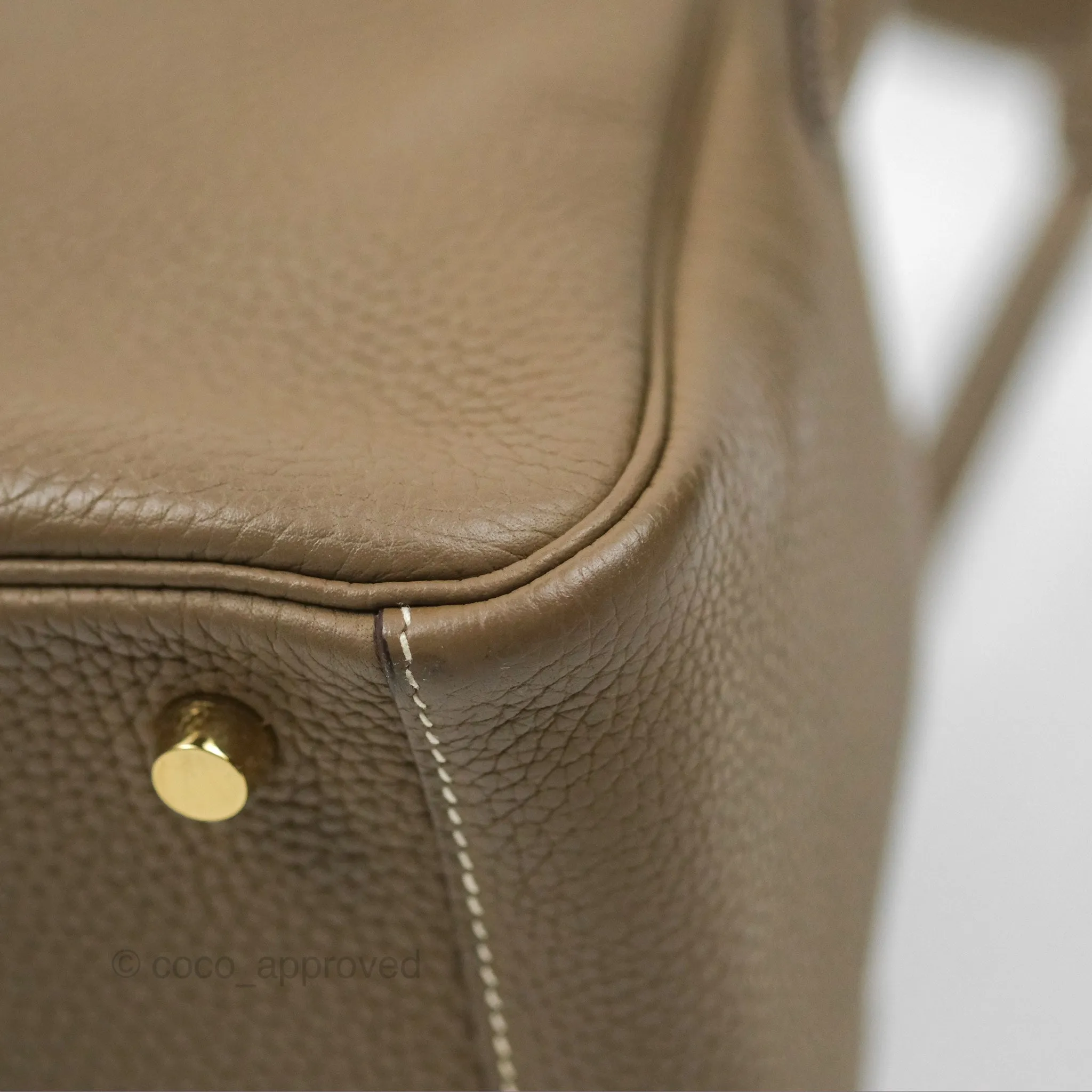 Herms Lindy 26 Etoupe Clemence Gold Hardware