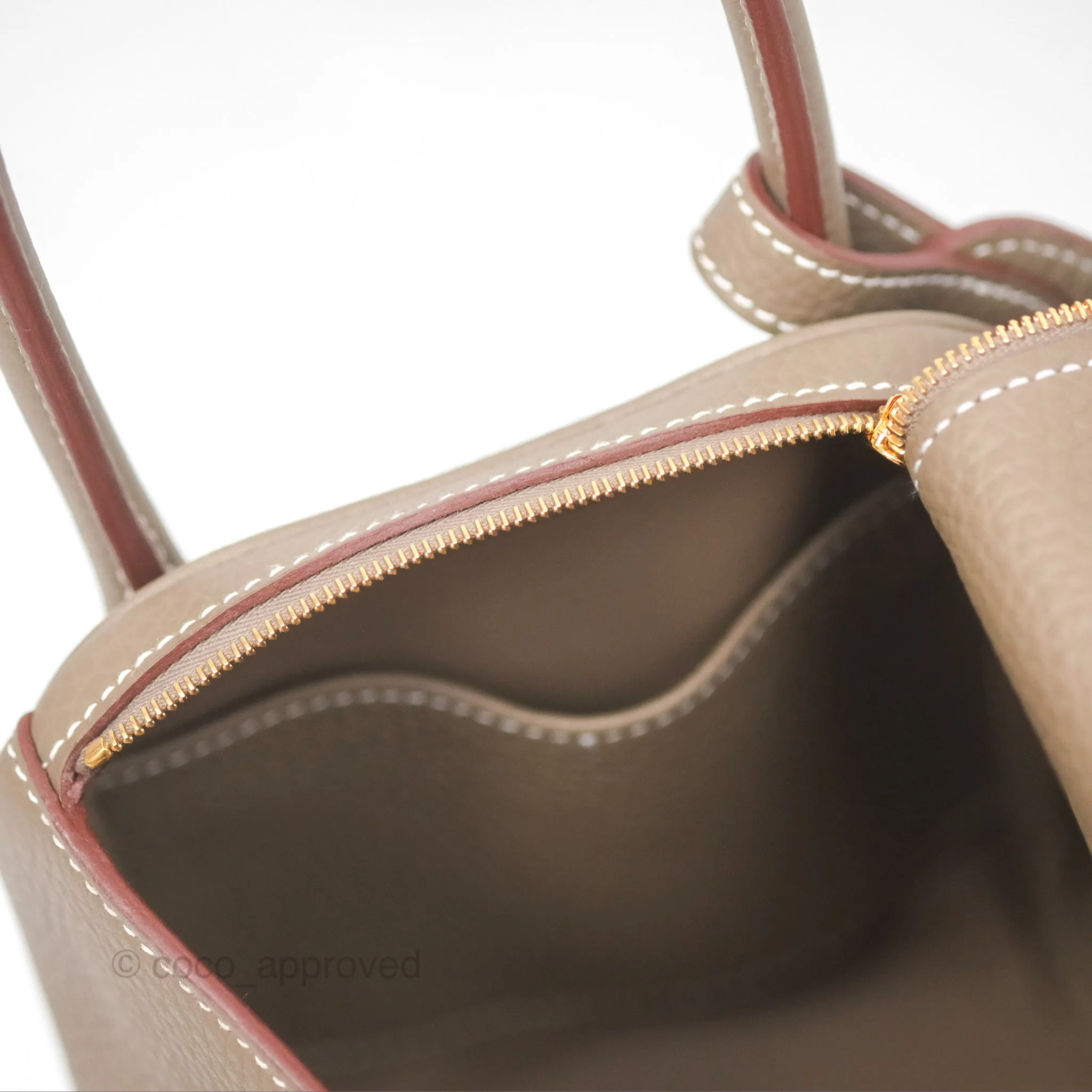 Herms Lindy 26 Etoupe Clemence Gold Hardware
