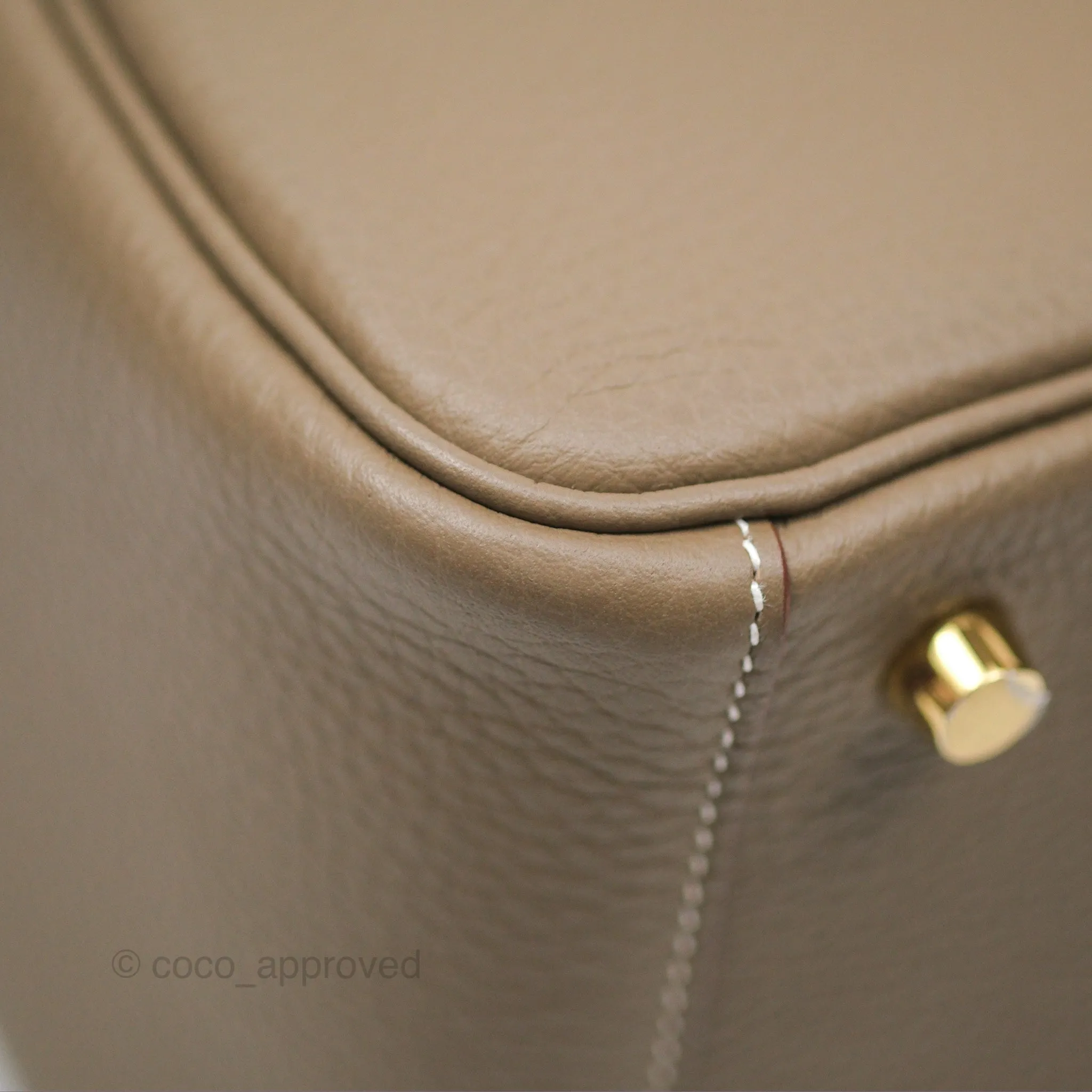 Herms Lindy 26 Etoupe Clemence Gold Hardware