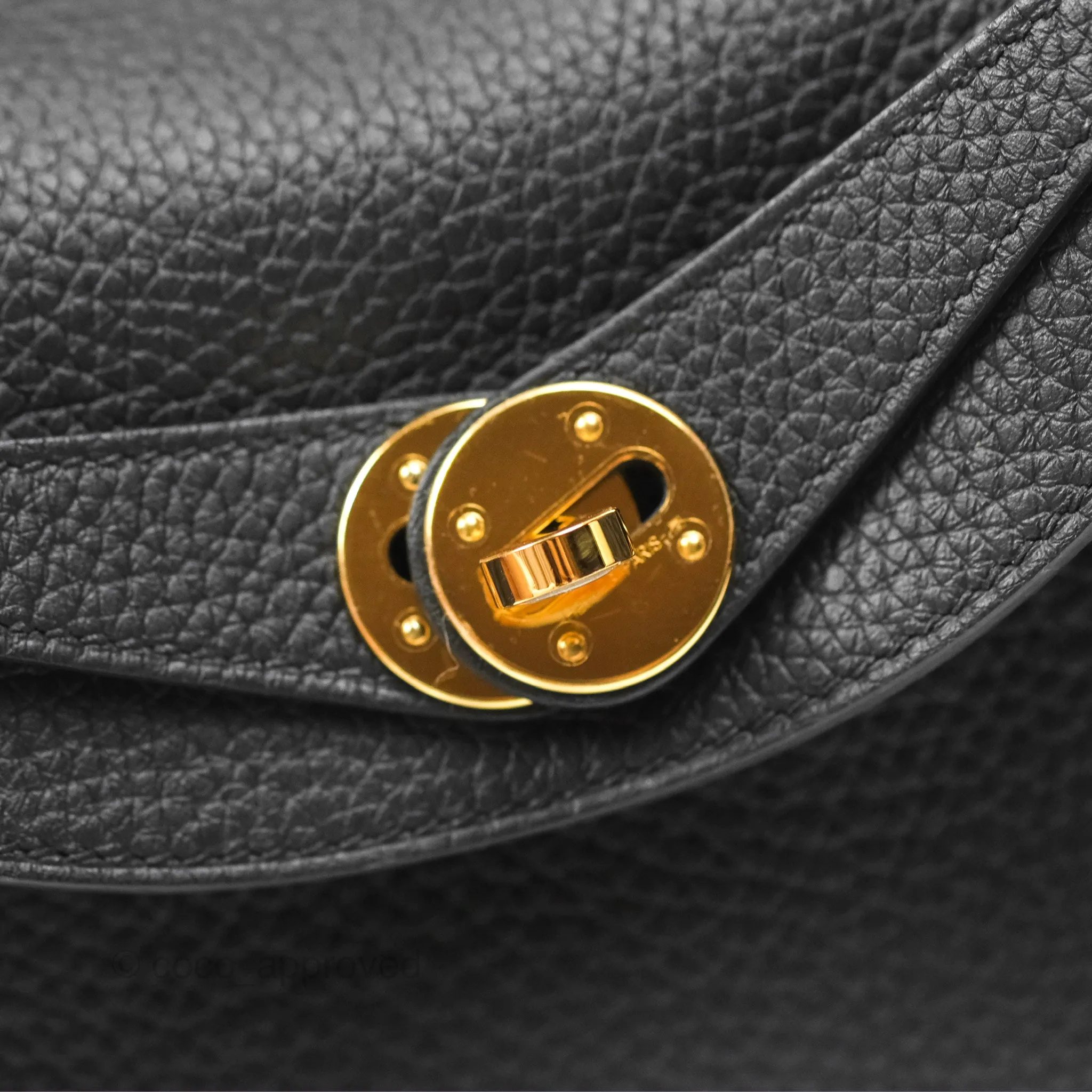 Herms Lindy 26 Touch Black Clemence Croc Handle Gold Hardware