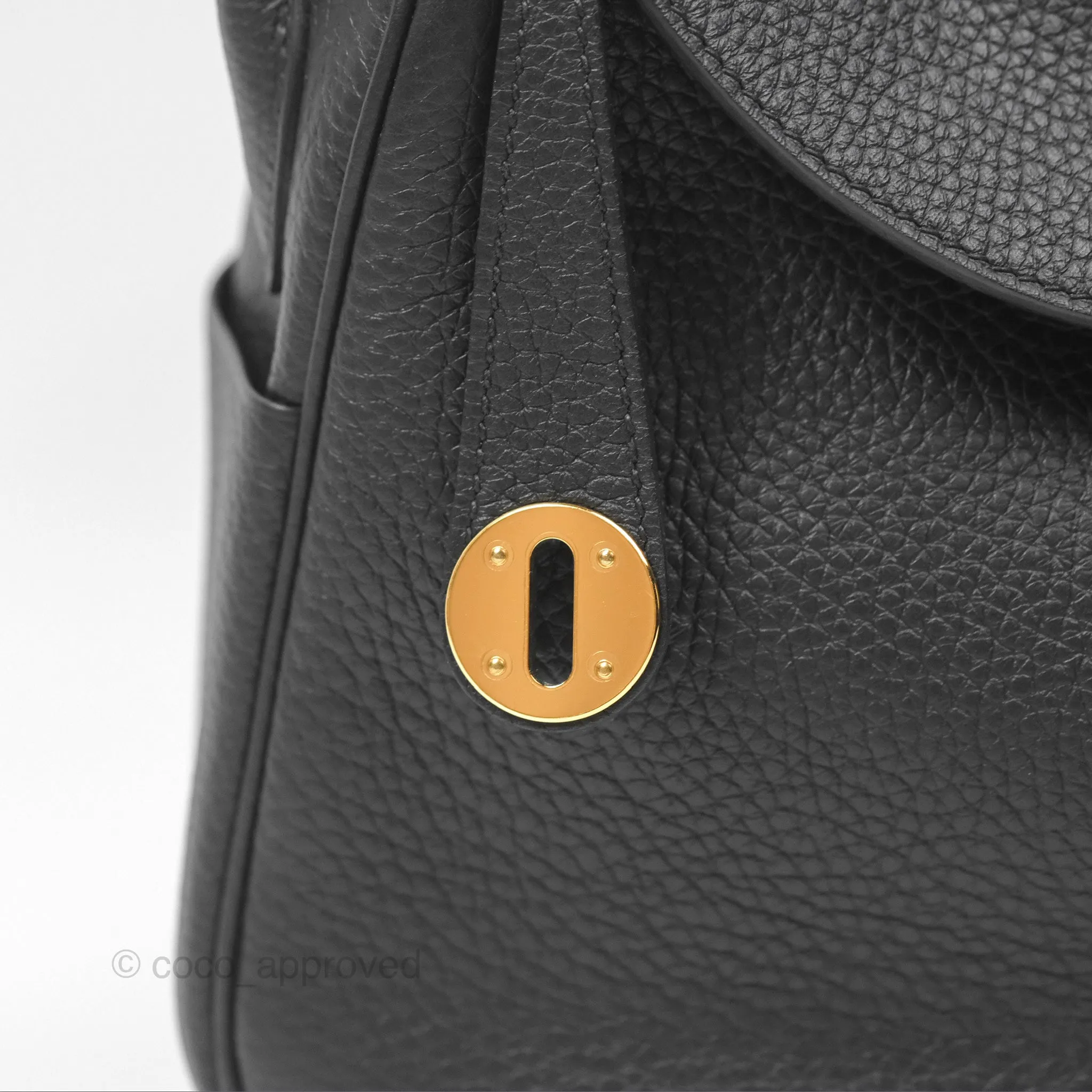 Herms Lindy 26 Touch Black Clemence Croc Handle Gold Hardware