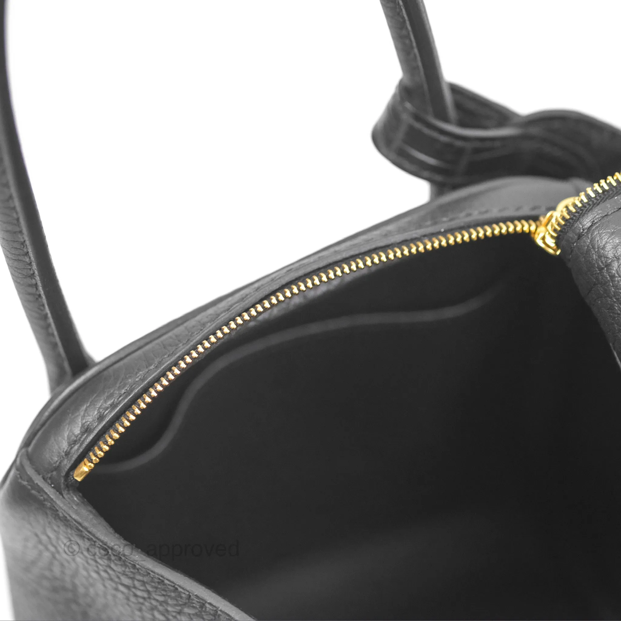 Herms Lindy 26 Touch Black Clemence Croc Handle Gold Hardware