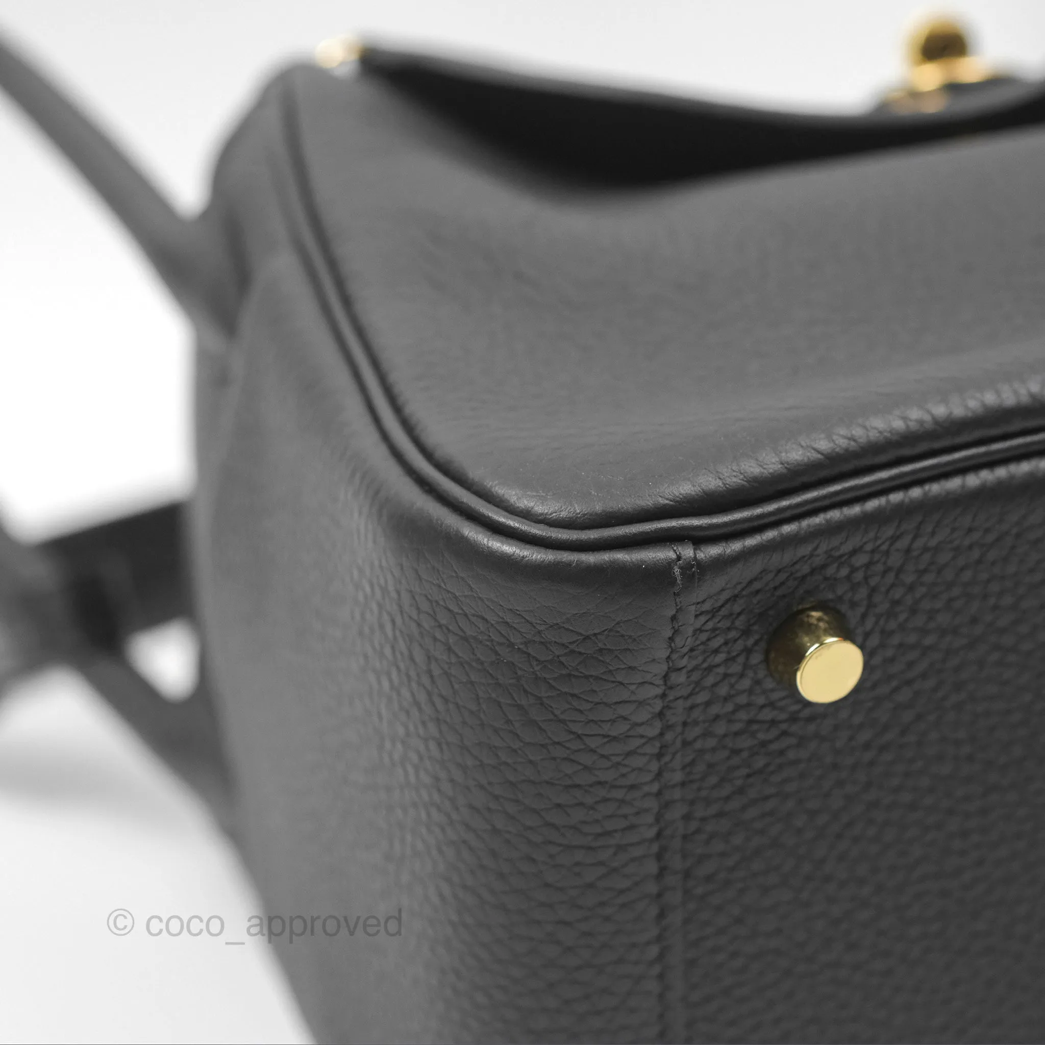 Herms Lindy 26 Touch Black Clemence Croc Handle Gold Hardware