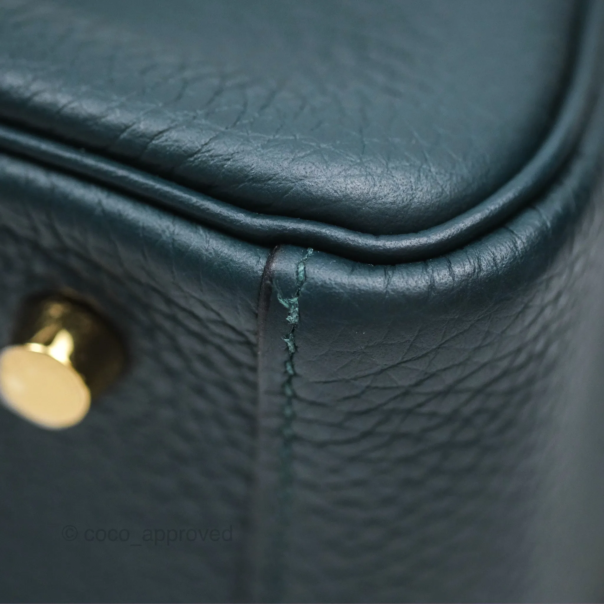 Herms Lindy 26 Vert Cypress 6O Clemence Gold Hardware