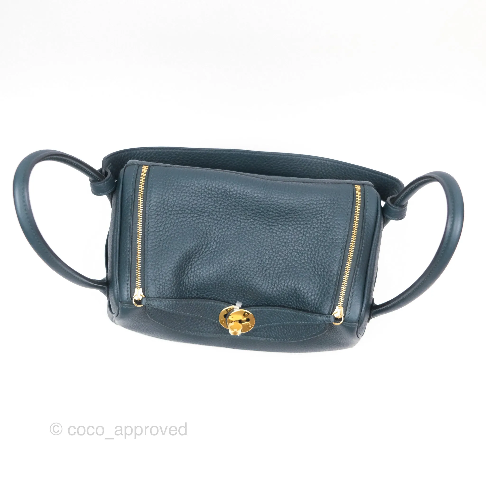 Herms Lindy 26 Vert Cypress 6O Clemence Gold Hardware