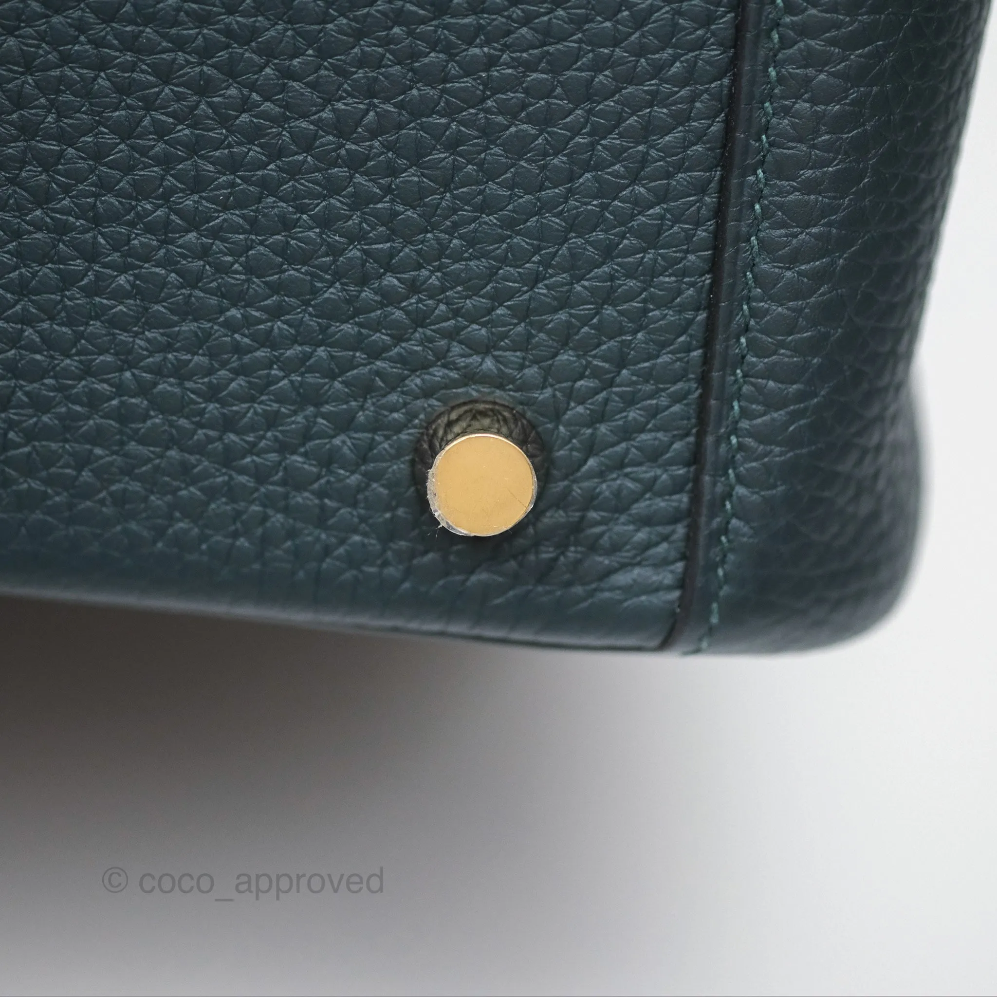 Herms Lindy 26 Vert Cypress 6O Clemence Gold Hardware
