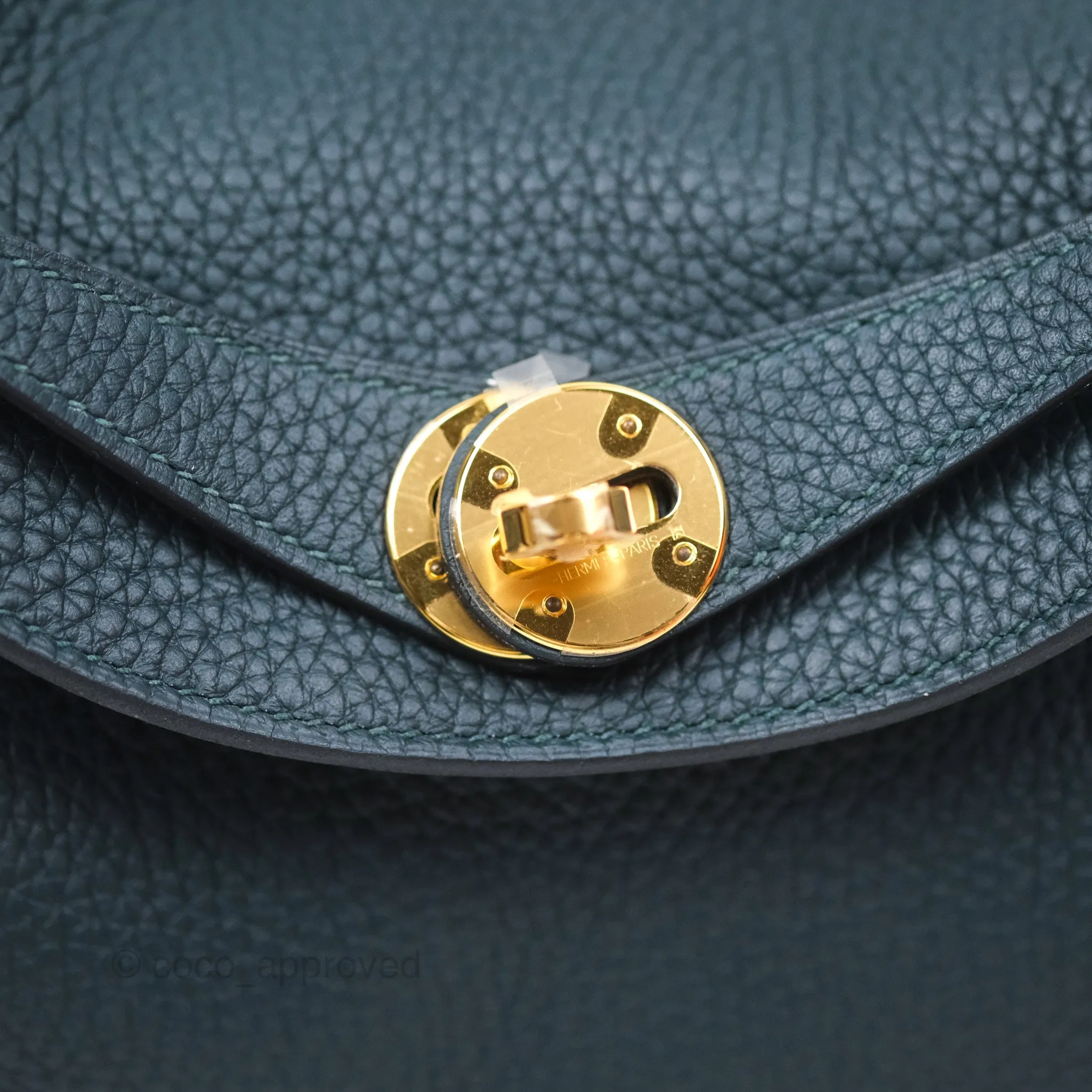 Herms Lindy 26 Vert Cypress 6O Clemence Gold Hardware