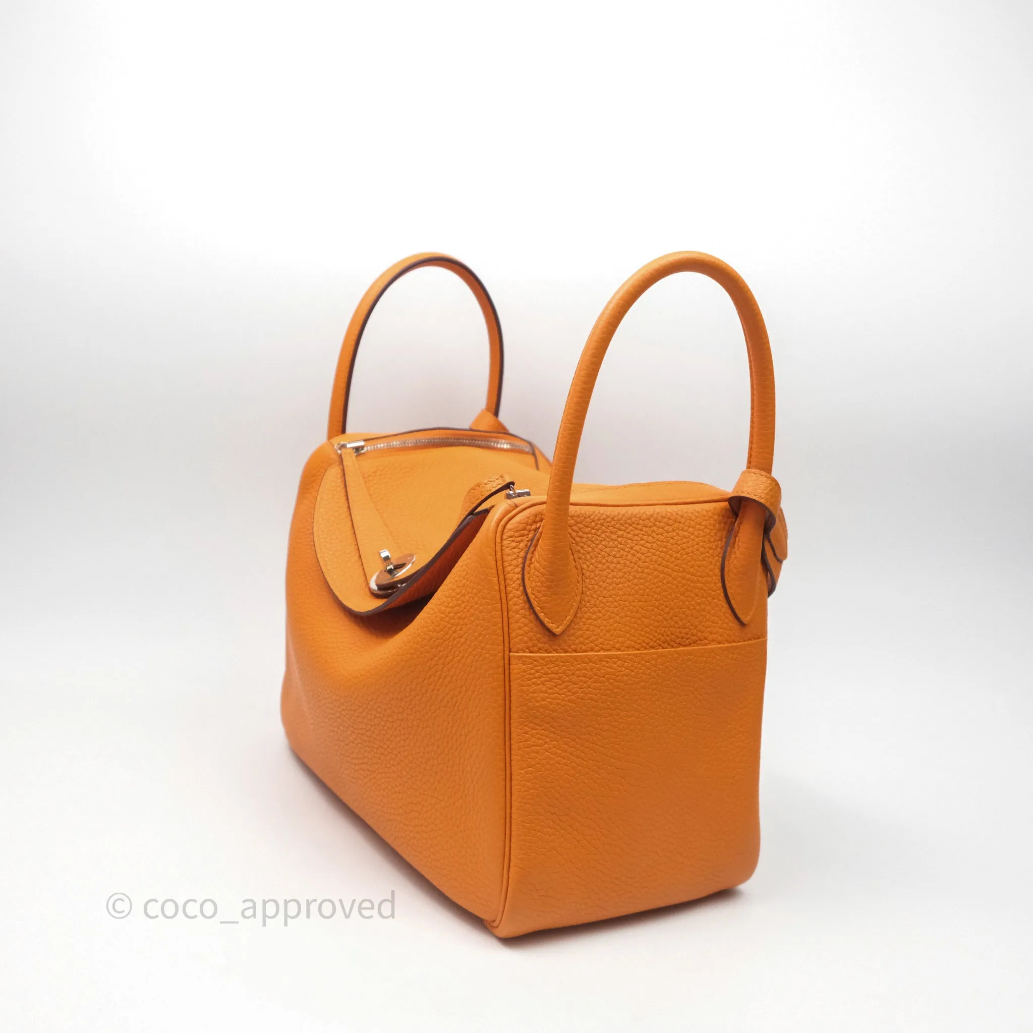 Herms Lindy 30 Abricot I9 Clemence Palladium Hardware