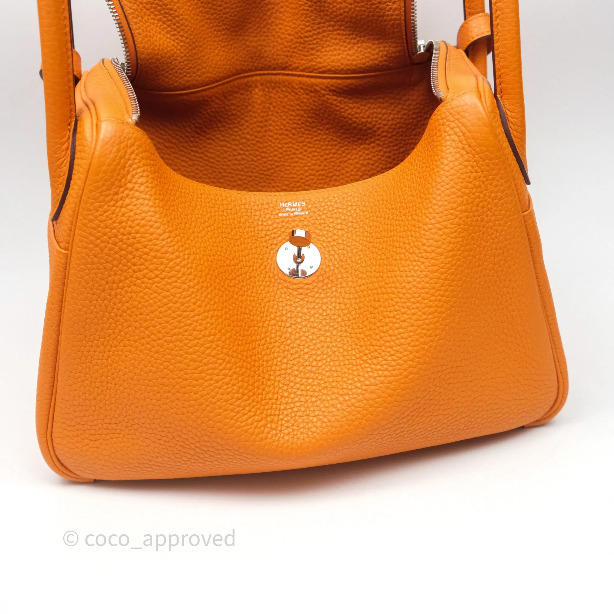 Herms Lindy 30 Abricot I9 Clemence Palladium Hardware