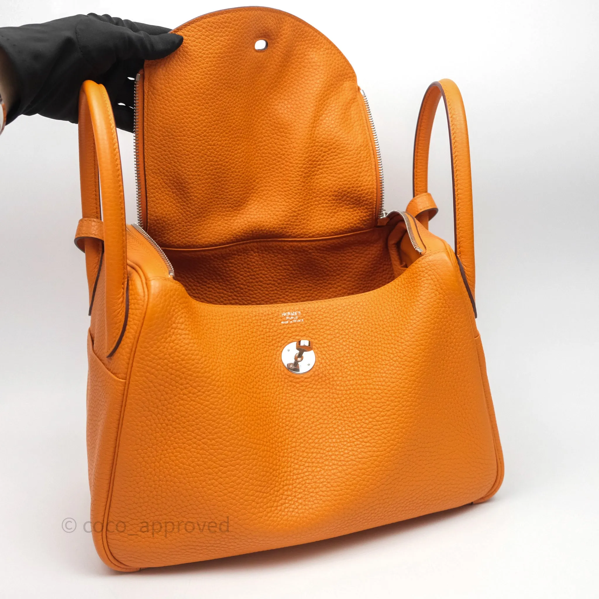 Herms Lindy 30 Abricot I9 Clemence Palladium Hardware