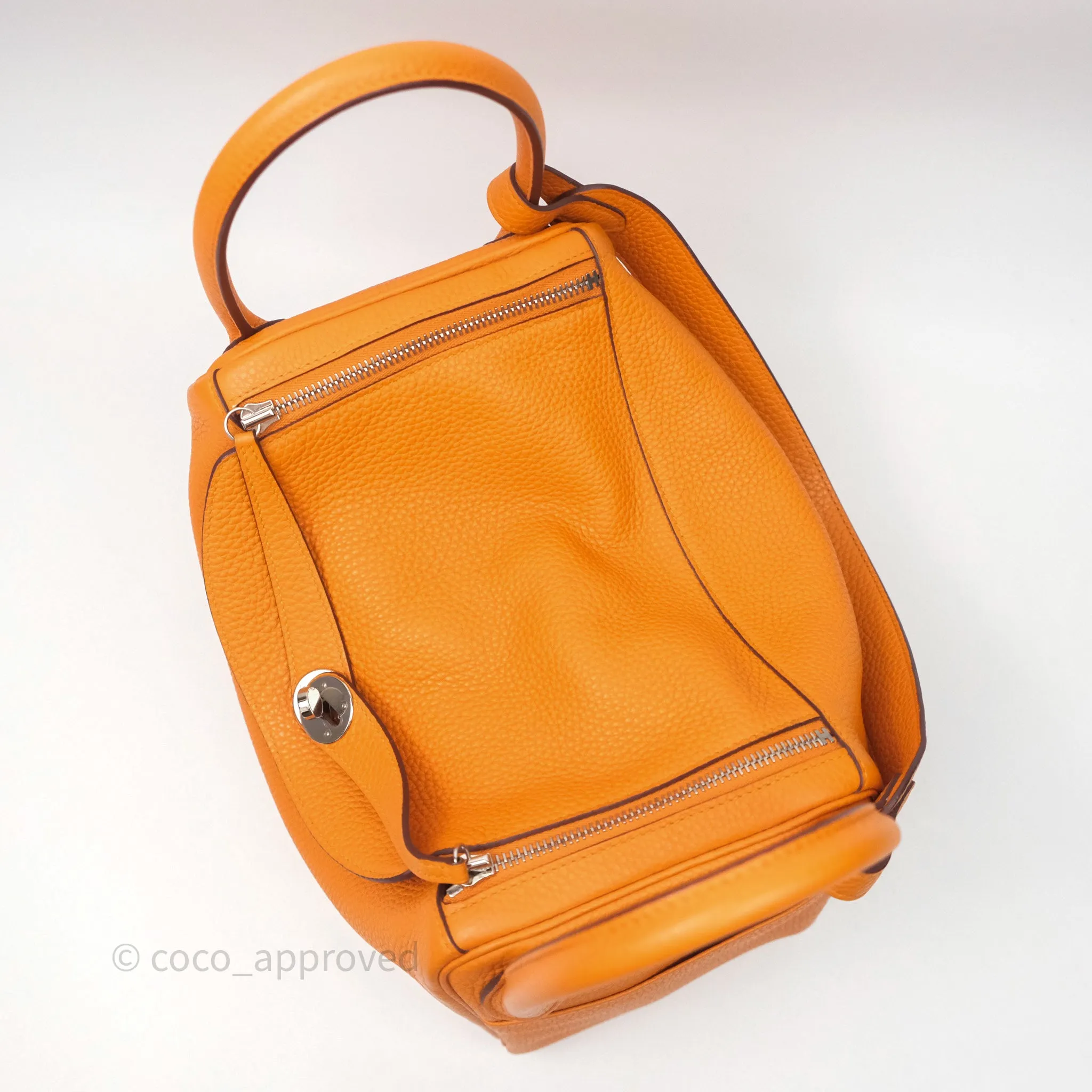 Herms Lindy 30 Abricot I9 Clemence Palladium Hardware