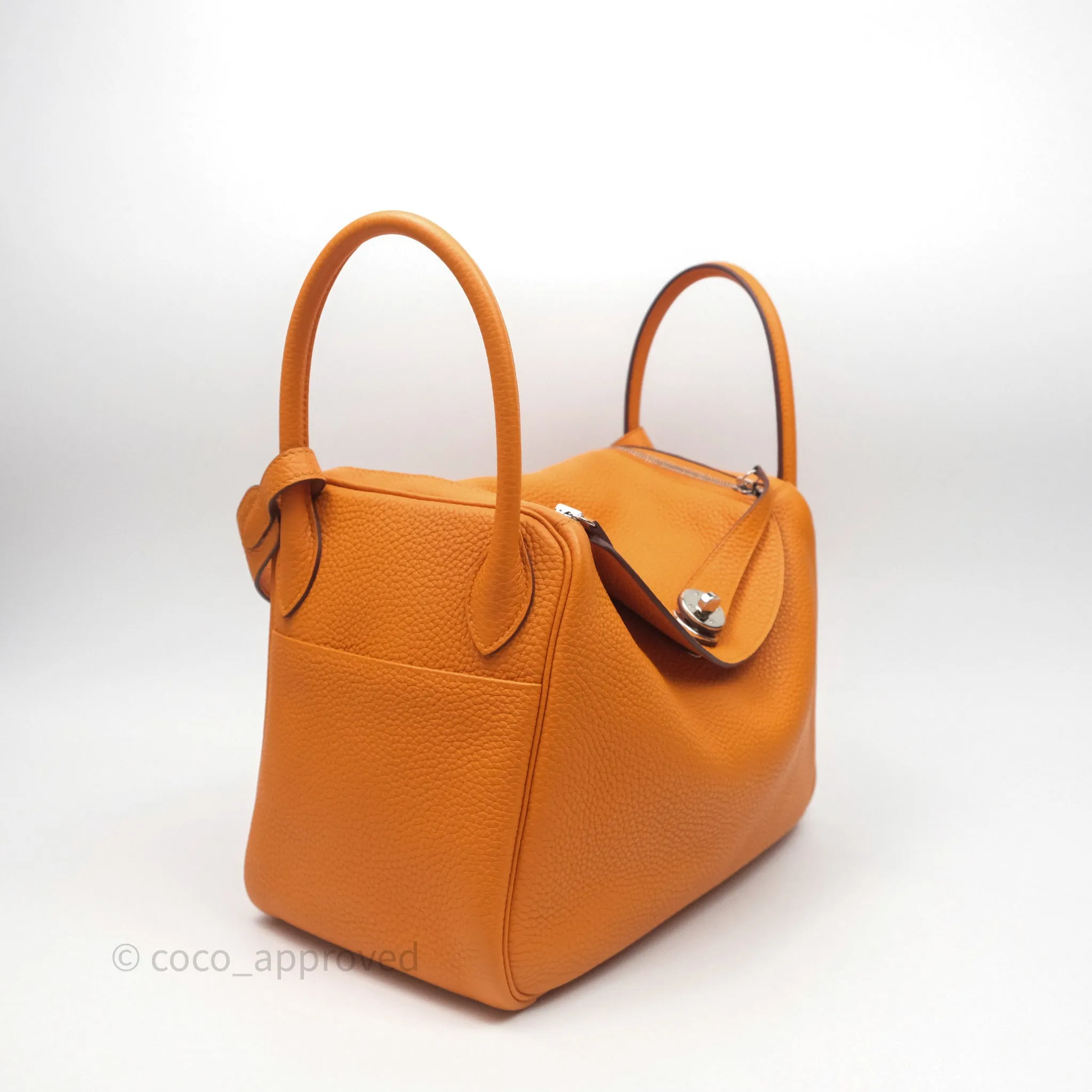 Herms Lindy 30 Abricot I9 Clemence Palladium Hardware