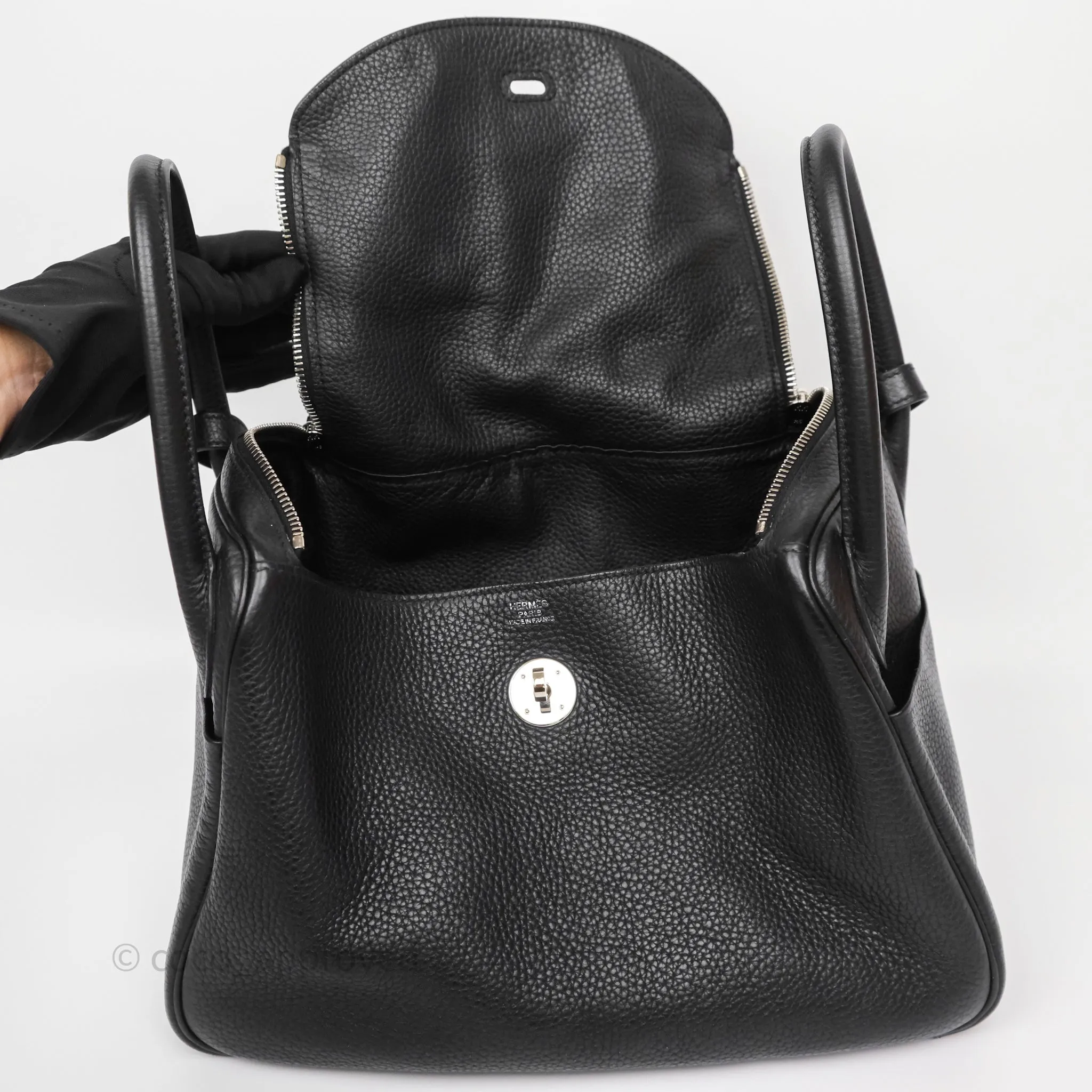 Herms Lindy 30 Black Clemence Palladium Hardware