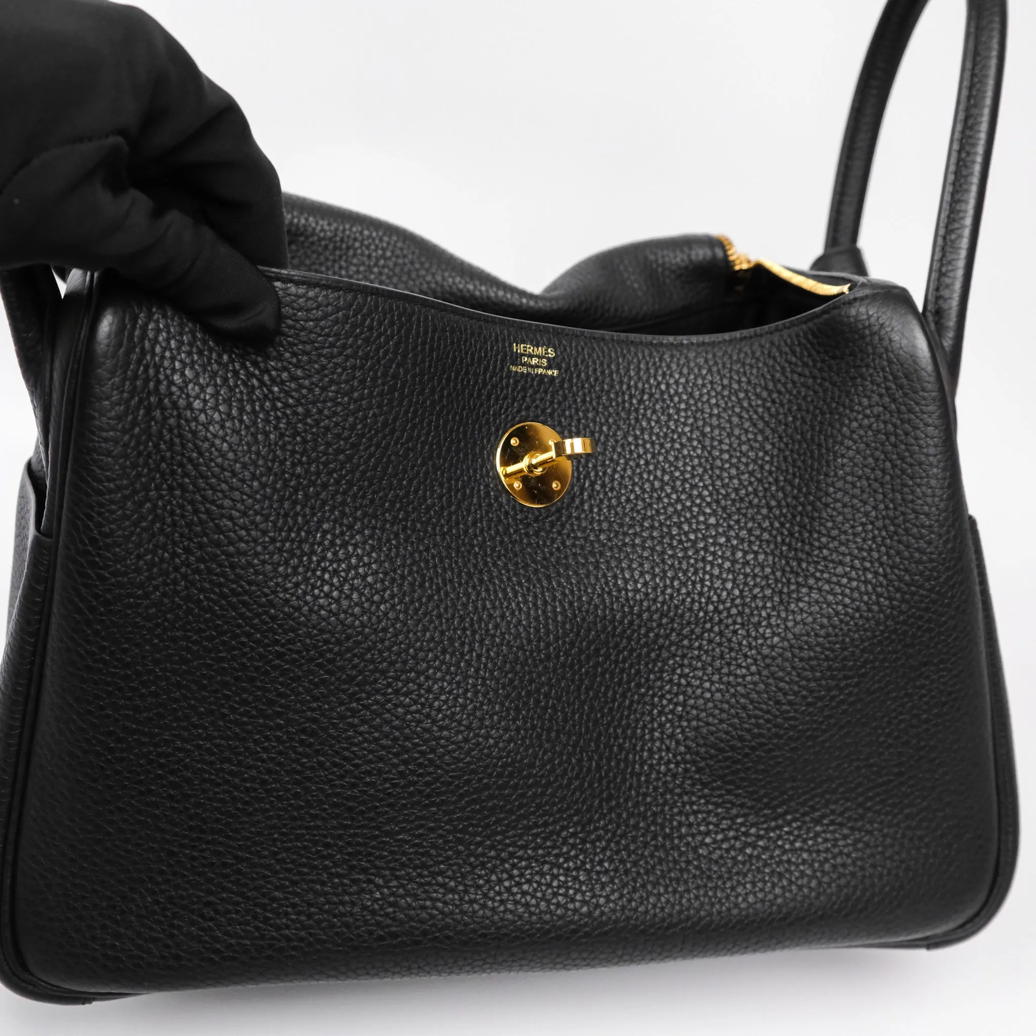 Herms Lindy 30 Black Noir 89 Clemence Gold Hardware
