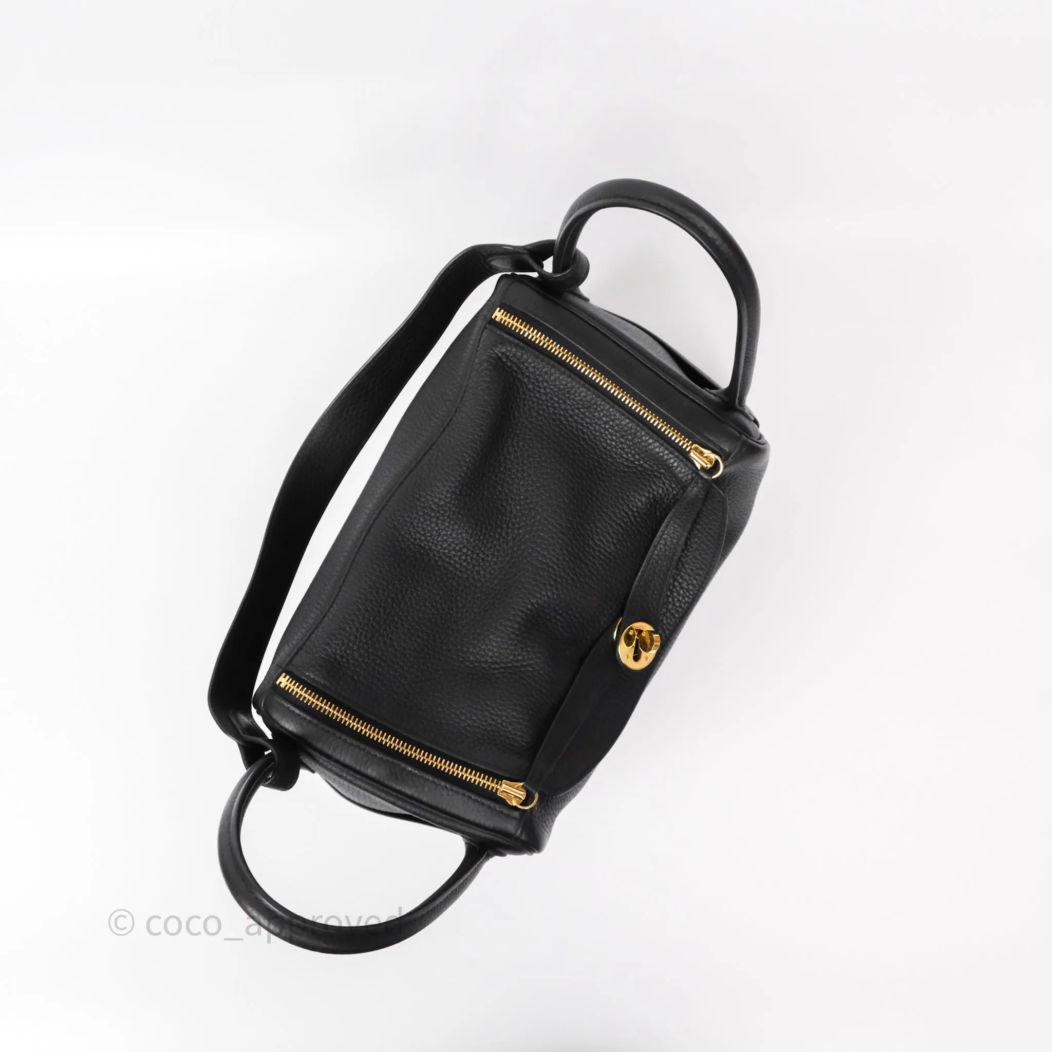 Herms Lindy 30 Black Noir 89 Clemence Gold Hardware