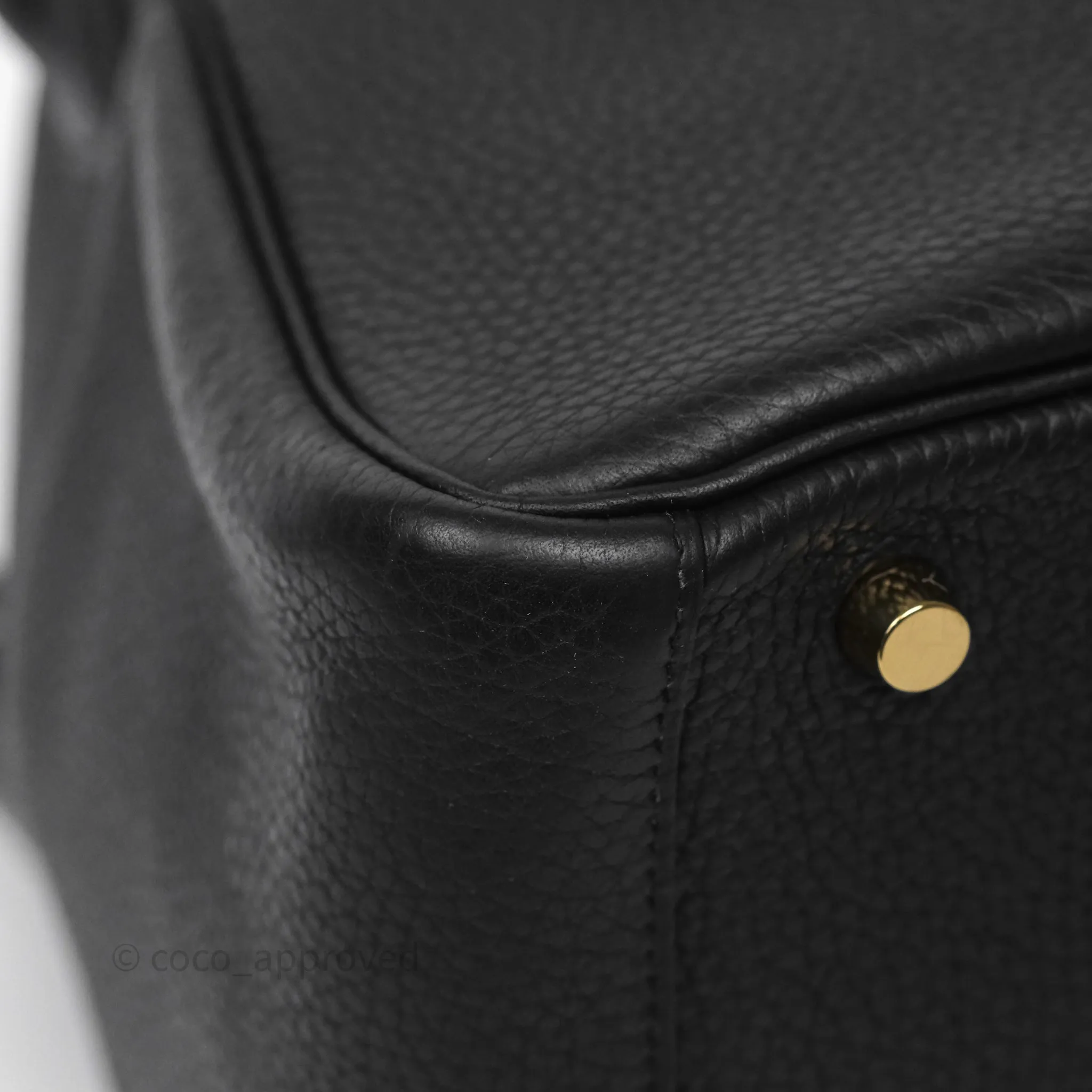 Herms Lindy 30 Black Noir 89 Clemence Gold Hardware