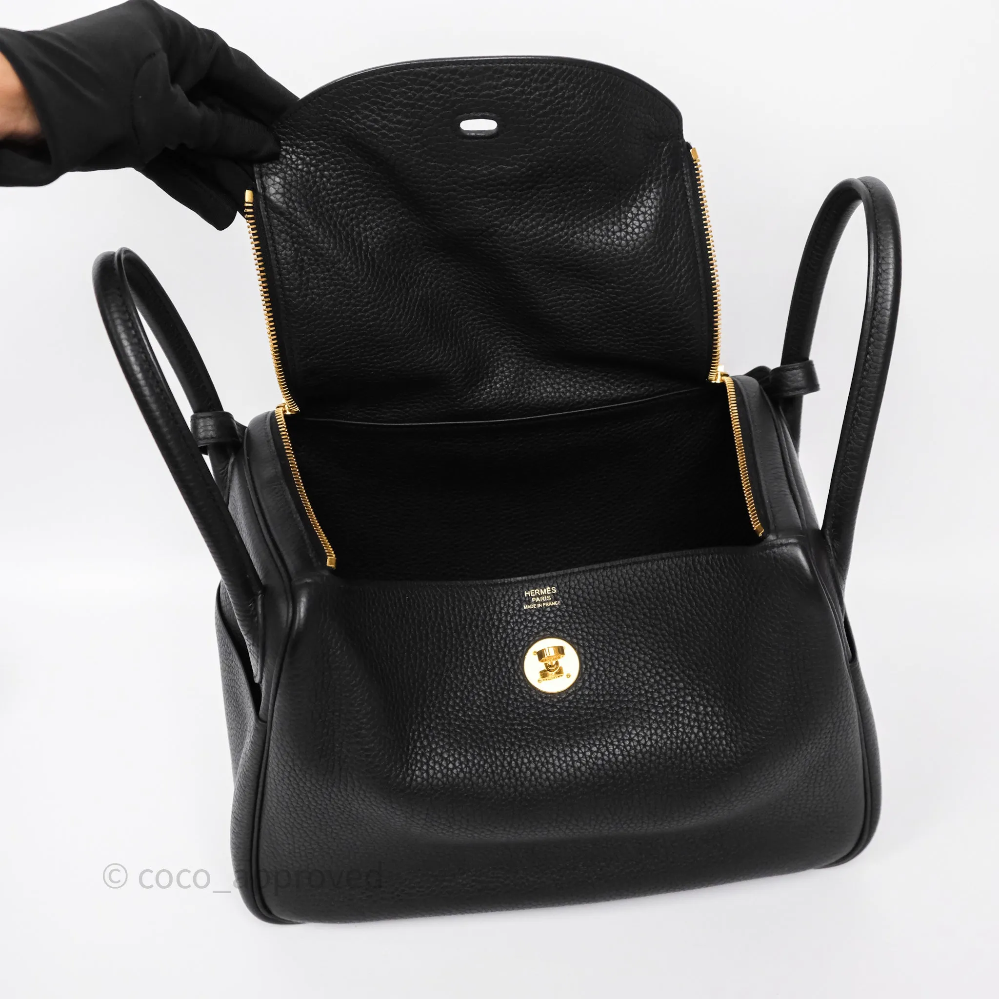 Herms Lindy 30 Black Noir 89 Clemence Gold Hardware