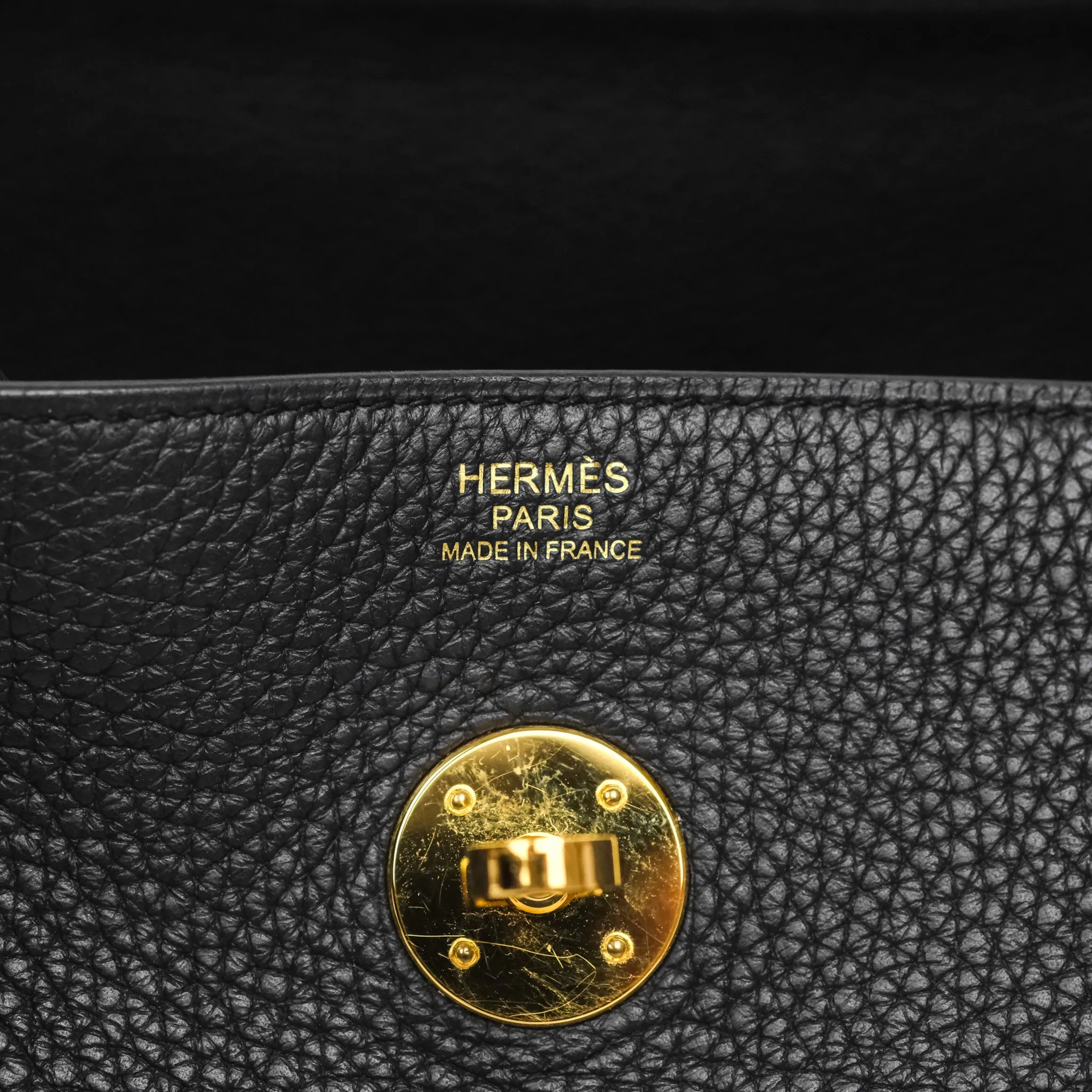 Herms Lindy 30 Black Noir 89 Clemence Gold Hardware