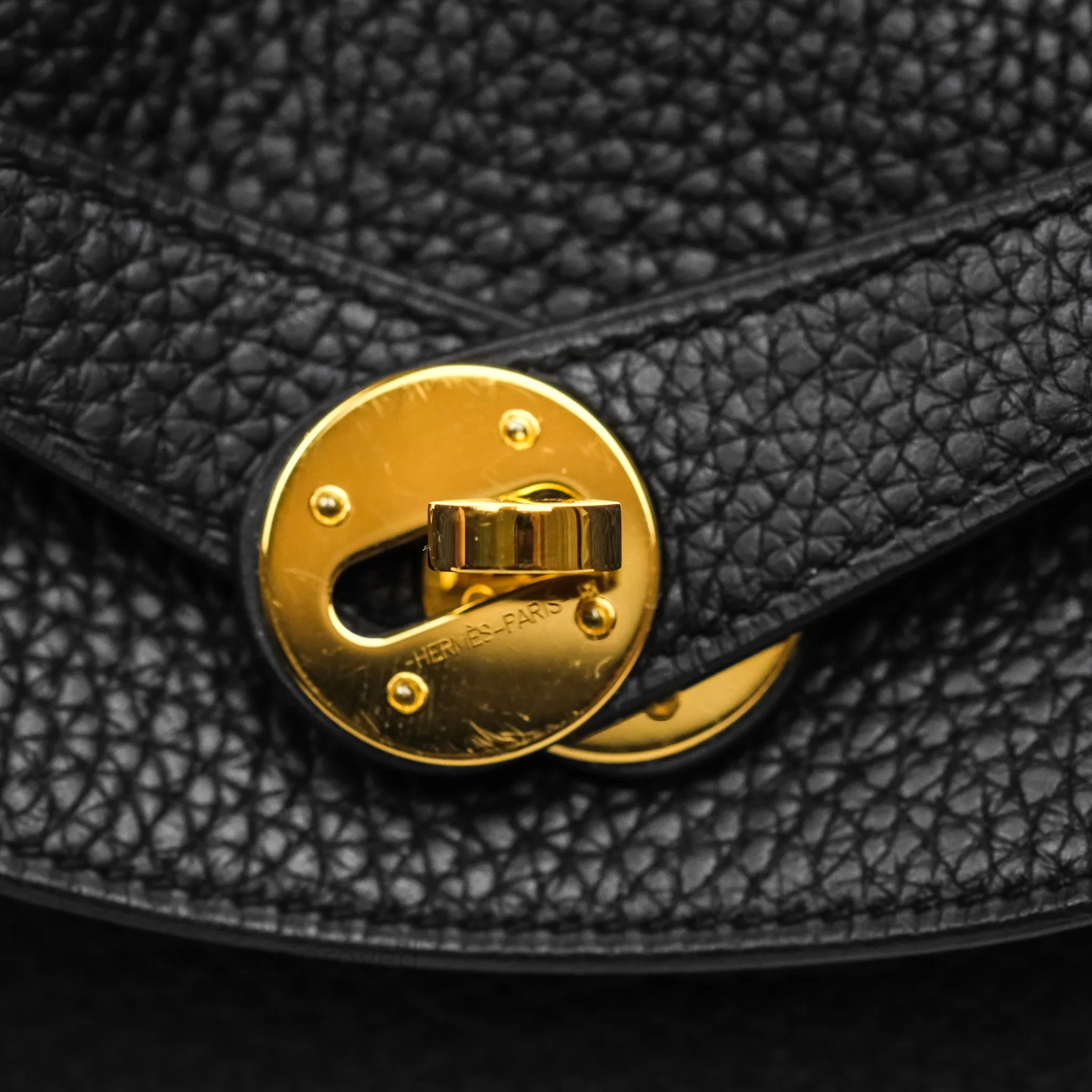 Herms Lindy 30 Black Noir 89 Clemence Gold Hardware